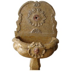 Ancient Wall Fountain in Yellow Siena, Central Italy, Early 18th Century