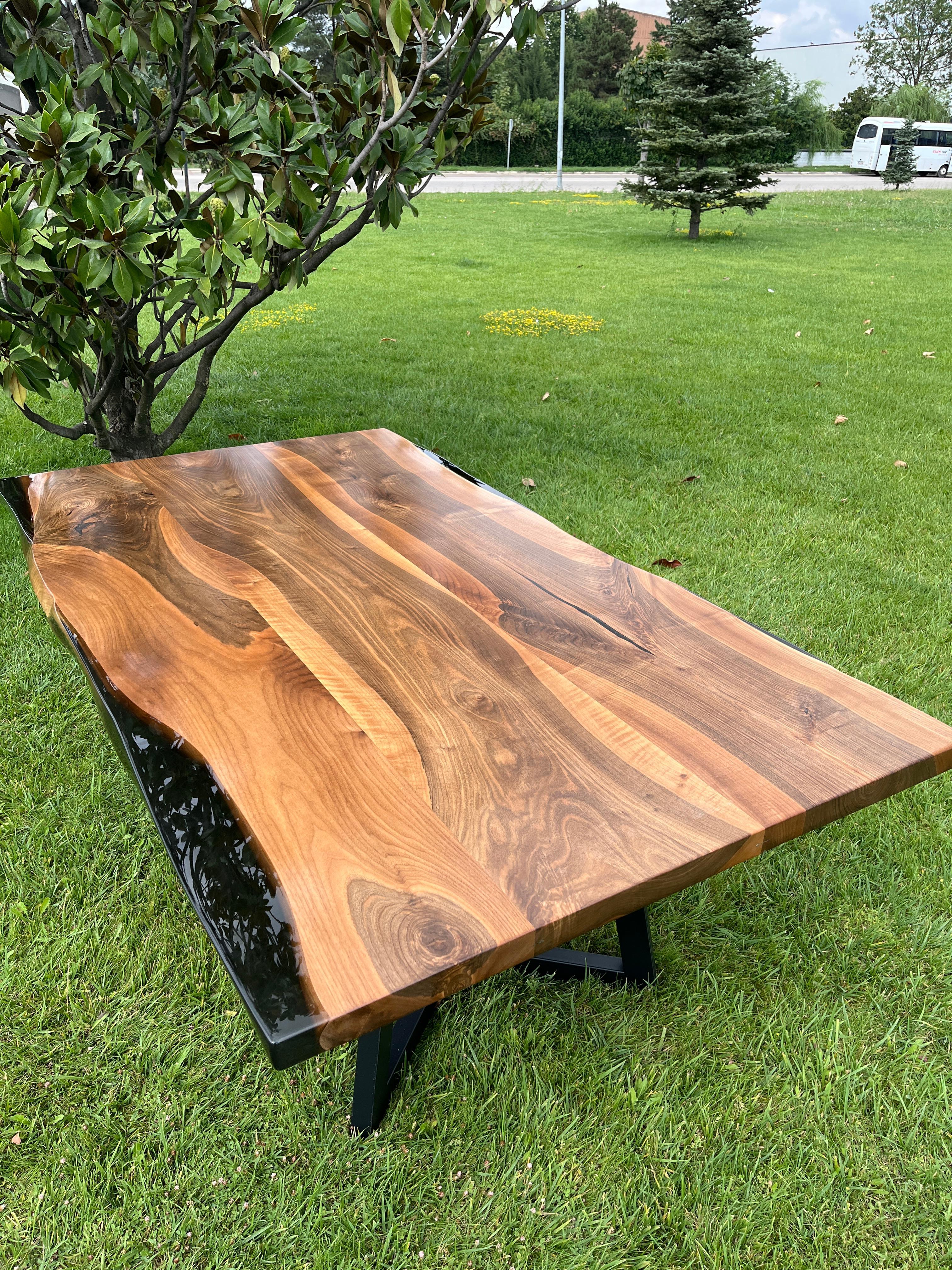 Organic Modern Ancient Walnut Wood Natural Dining Table For Sale