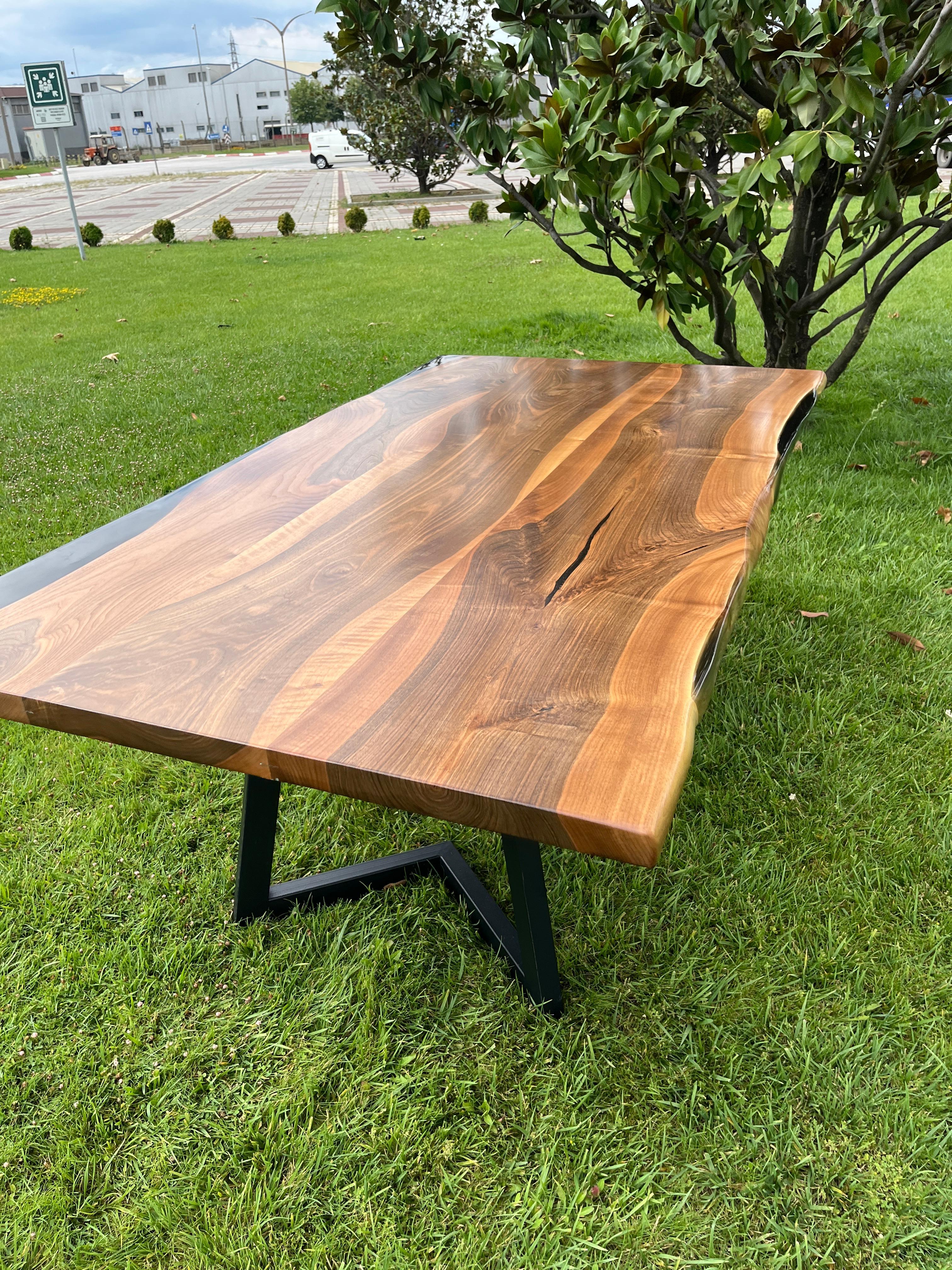 Hand-Carved Ancient Walnut Wood Natural Dining Table For Sale