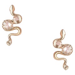 Ancient Weaver Snake Diamond Earrings in 14K Gold by Anastassia Sel Jewelry