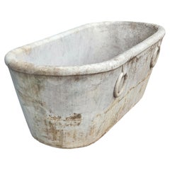 ANCIENT WHITE CARRARA MARBLE BATHTUBE WITH RINGS Sec. XIX