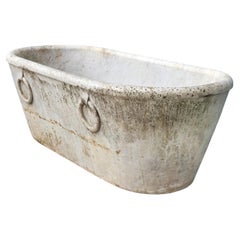 ANCIENT WHITE CARRARA MARBLE BATHTUBE WITH RINGS Sec. XIX