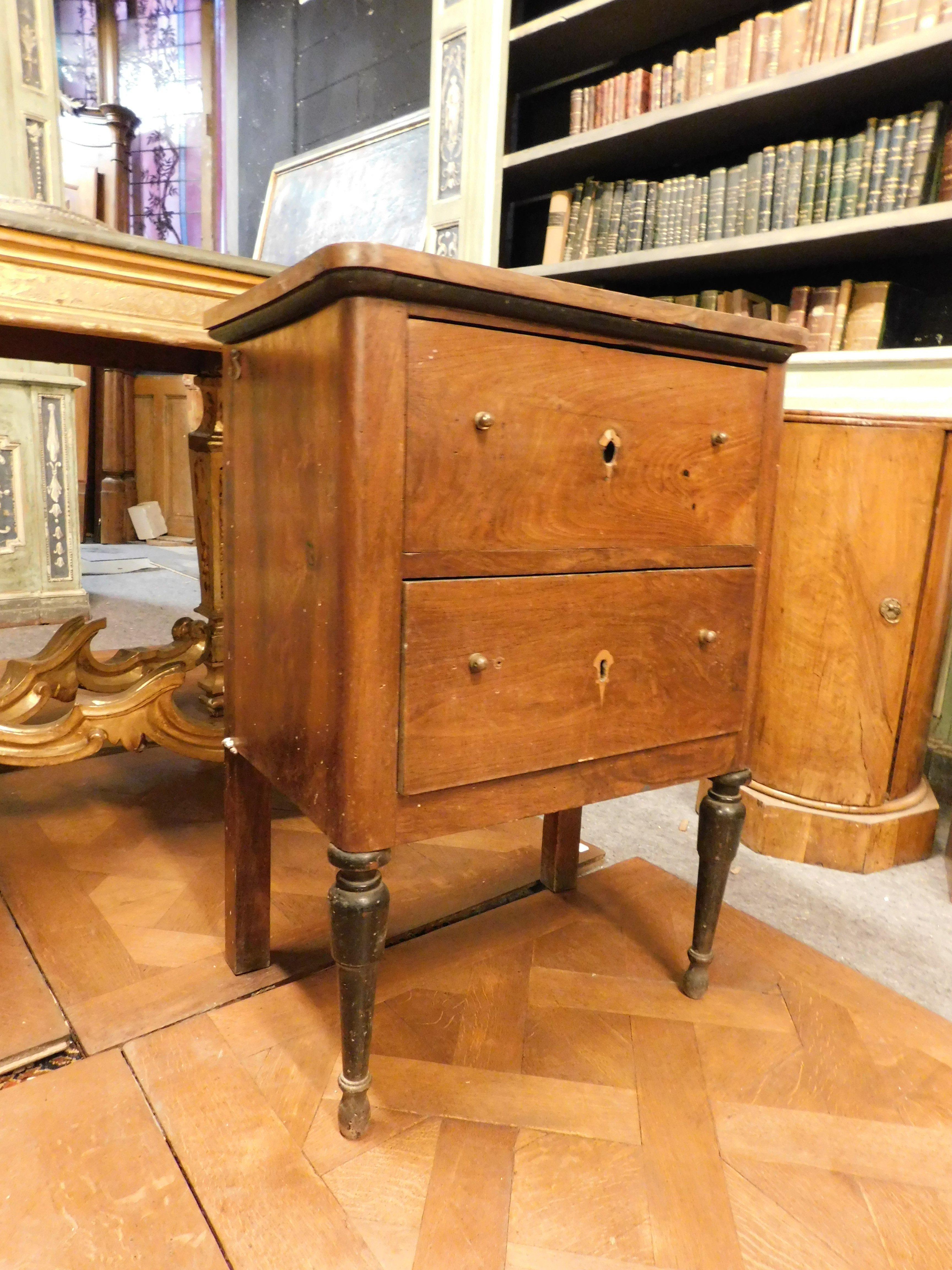 Ancient Wooden Bedside Tables, from 19th Century, Rome 1