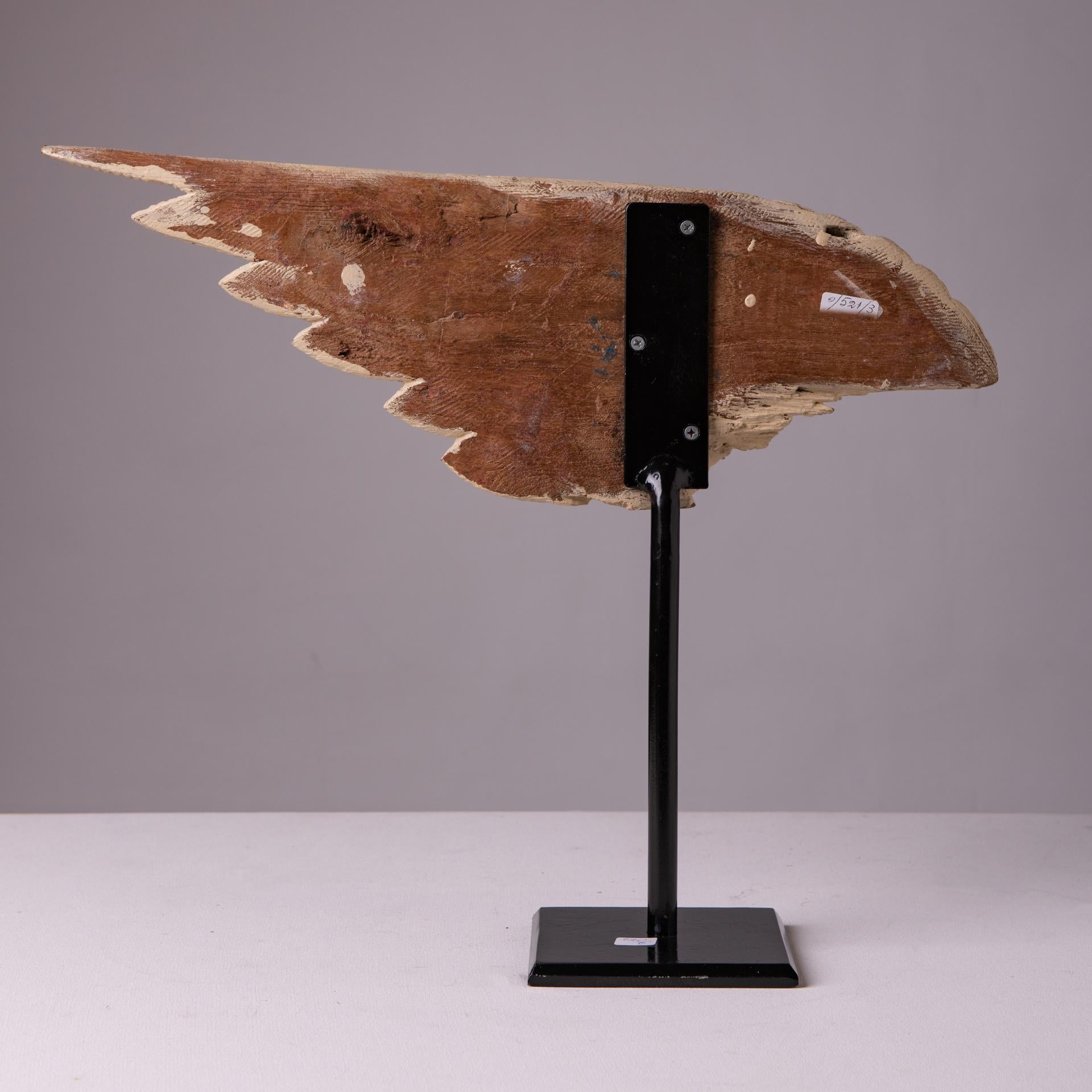 Ancient Wooden Wing on Iron Base  In Excellent Condition For Sale In Alessandria, Piemonte
