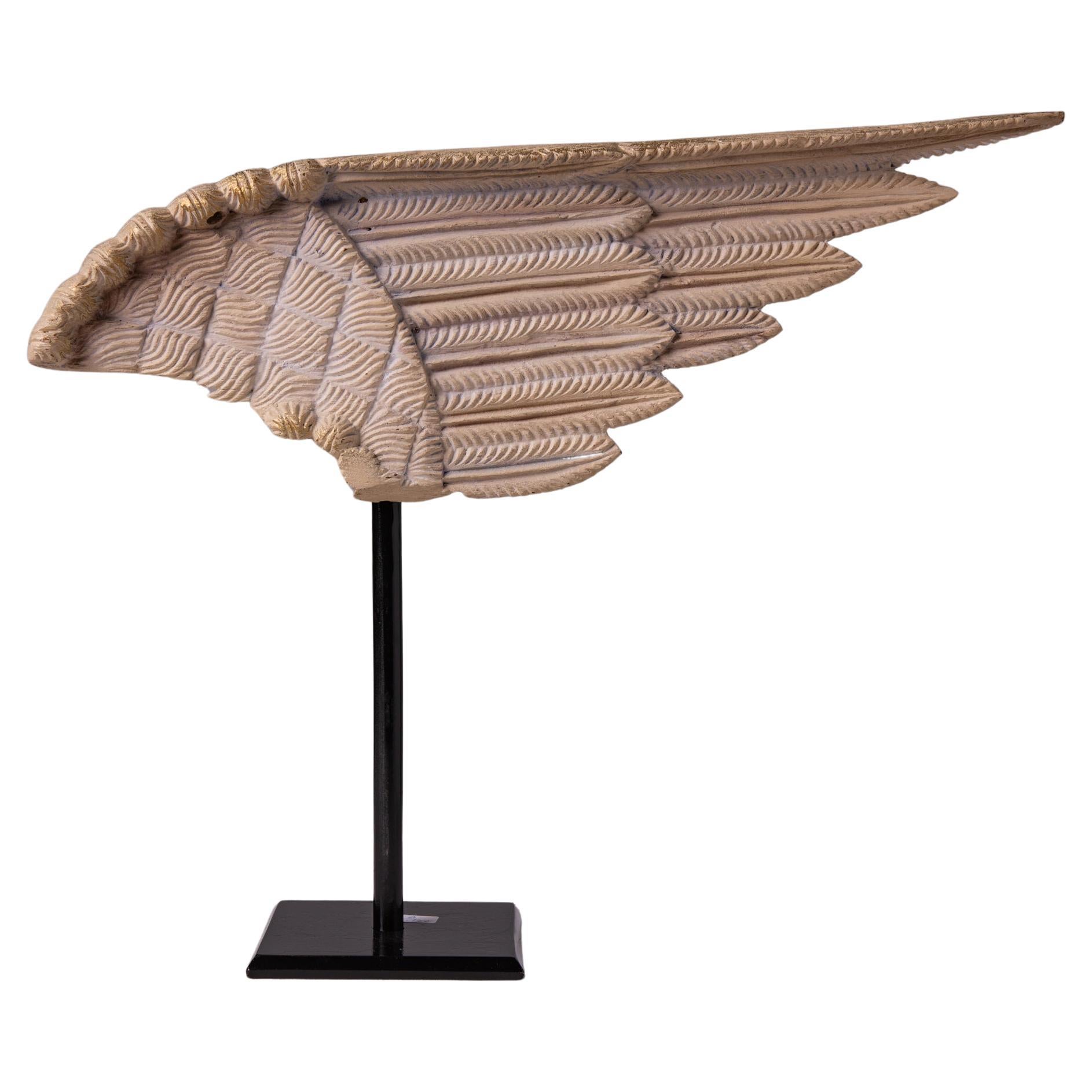 Ancient Wooden Wing on Iron Base  For Sale