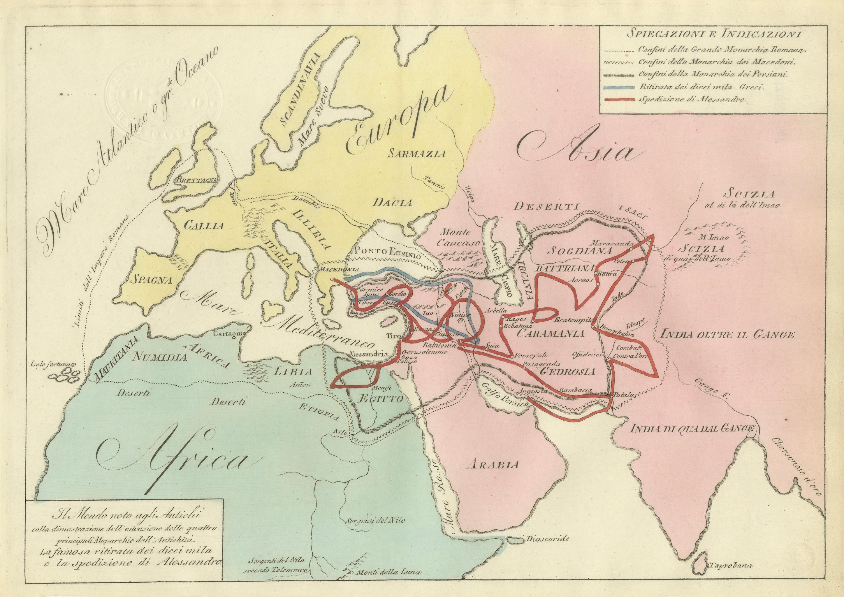 Ancient World Map, Roman Macedonian Persian Empires, Ferrario 1815