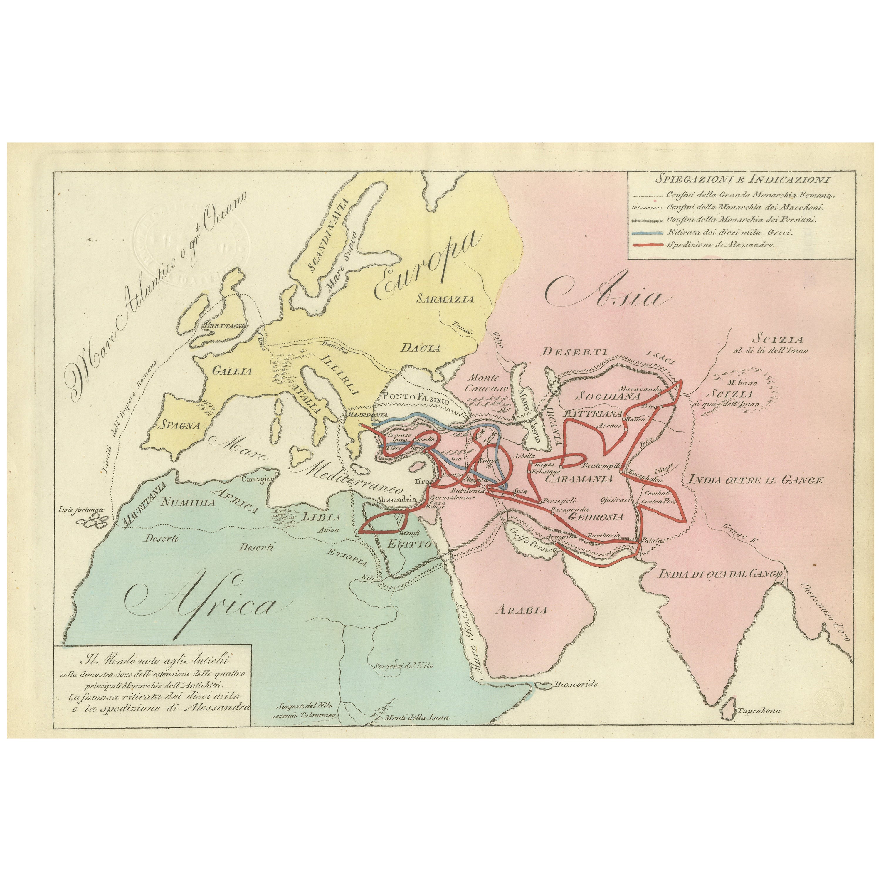 Ancient World Map, Roman Macedonian Persian Empires, Ferrario 1815