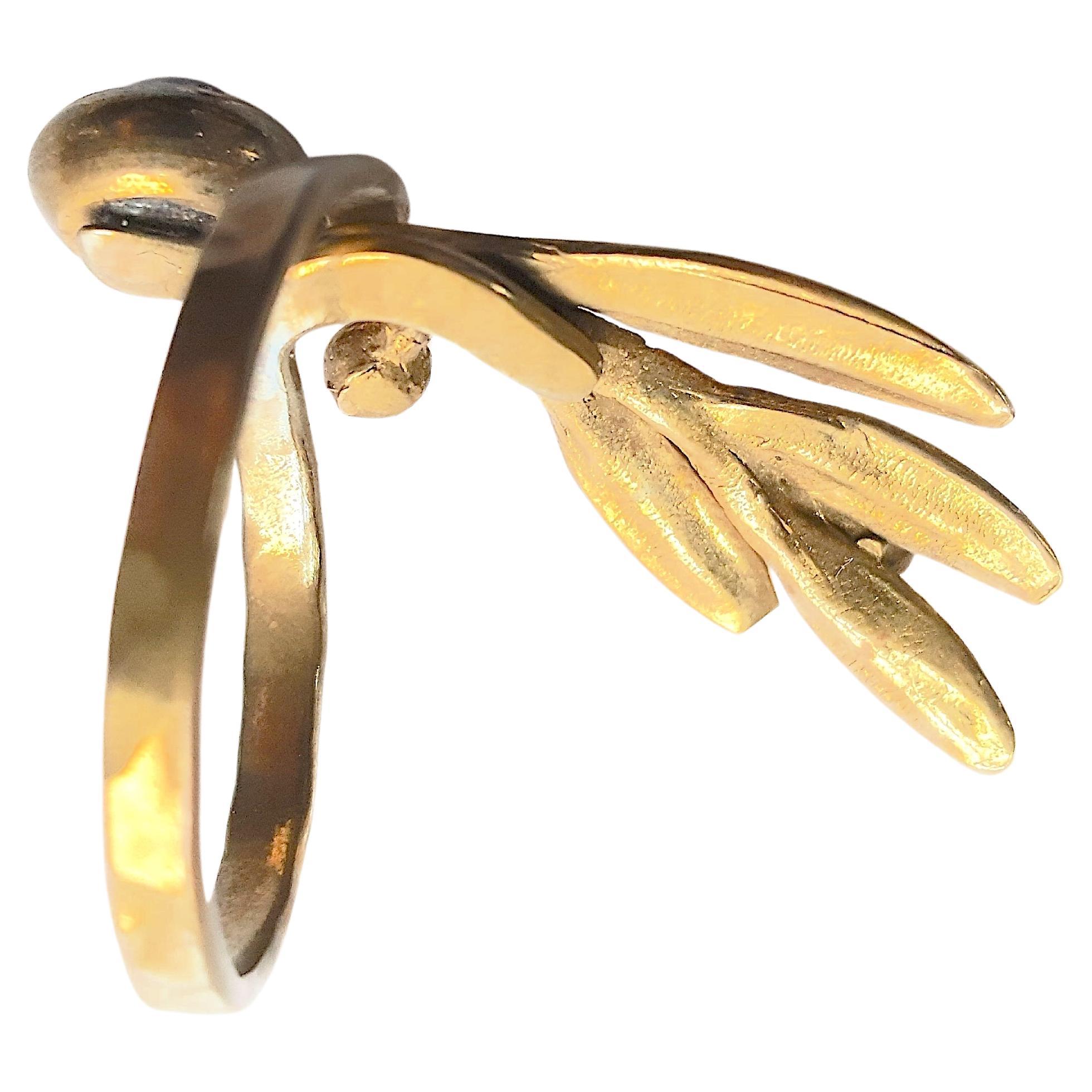 AncientGreekStyle Sculptural OpenWork BezelSetLapisCabochon Handmade Gold Ring For Sale 1