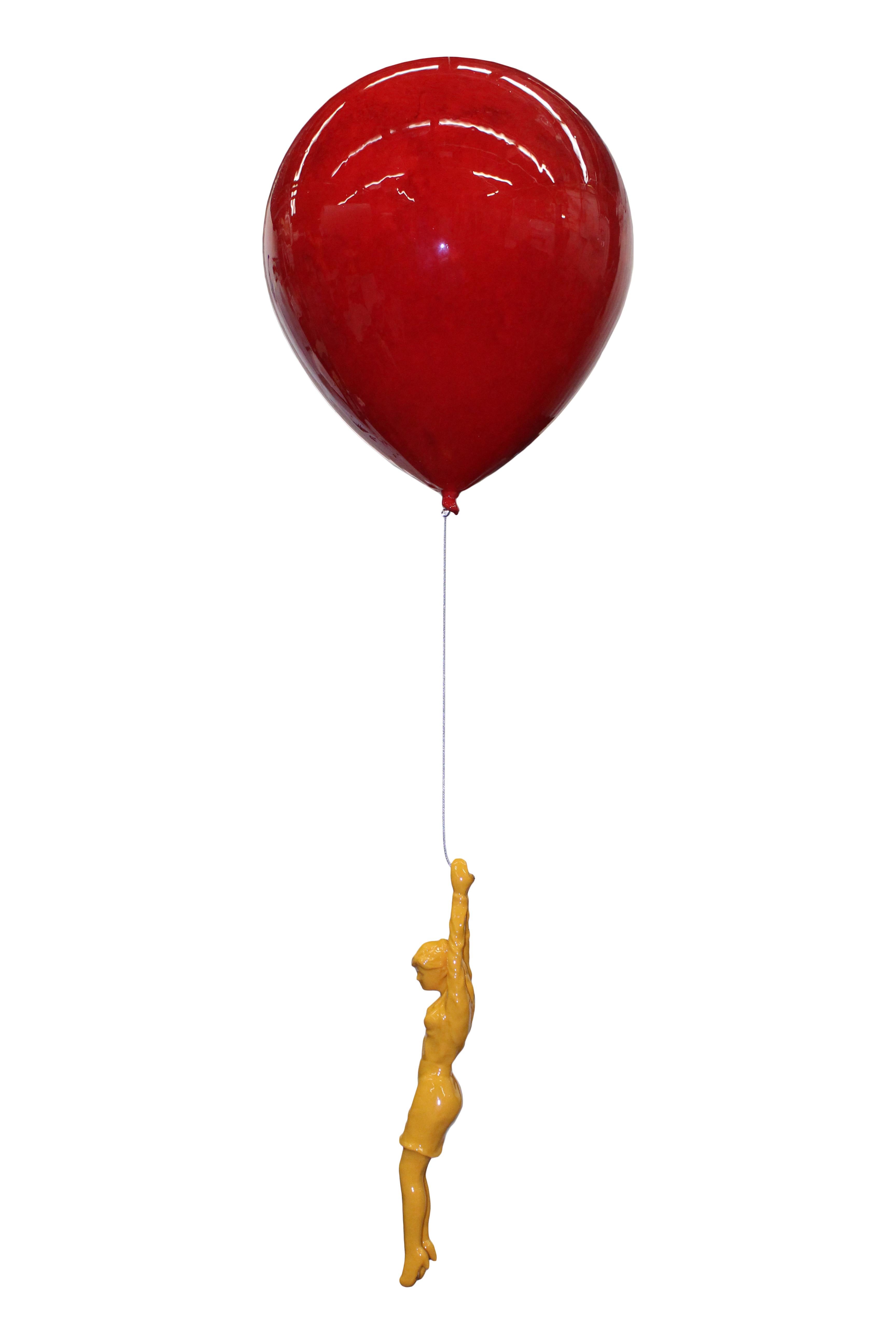 Ancizar Marin Figurative Sculpture - Lady with a Balloon, Resin