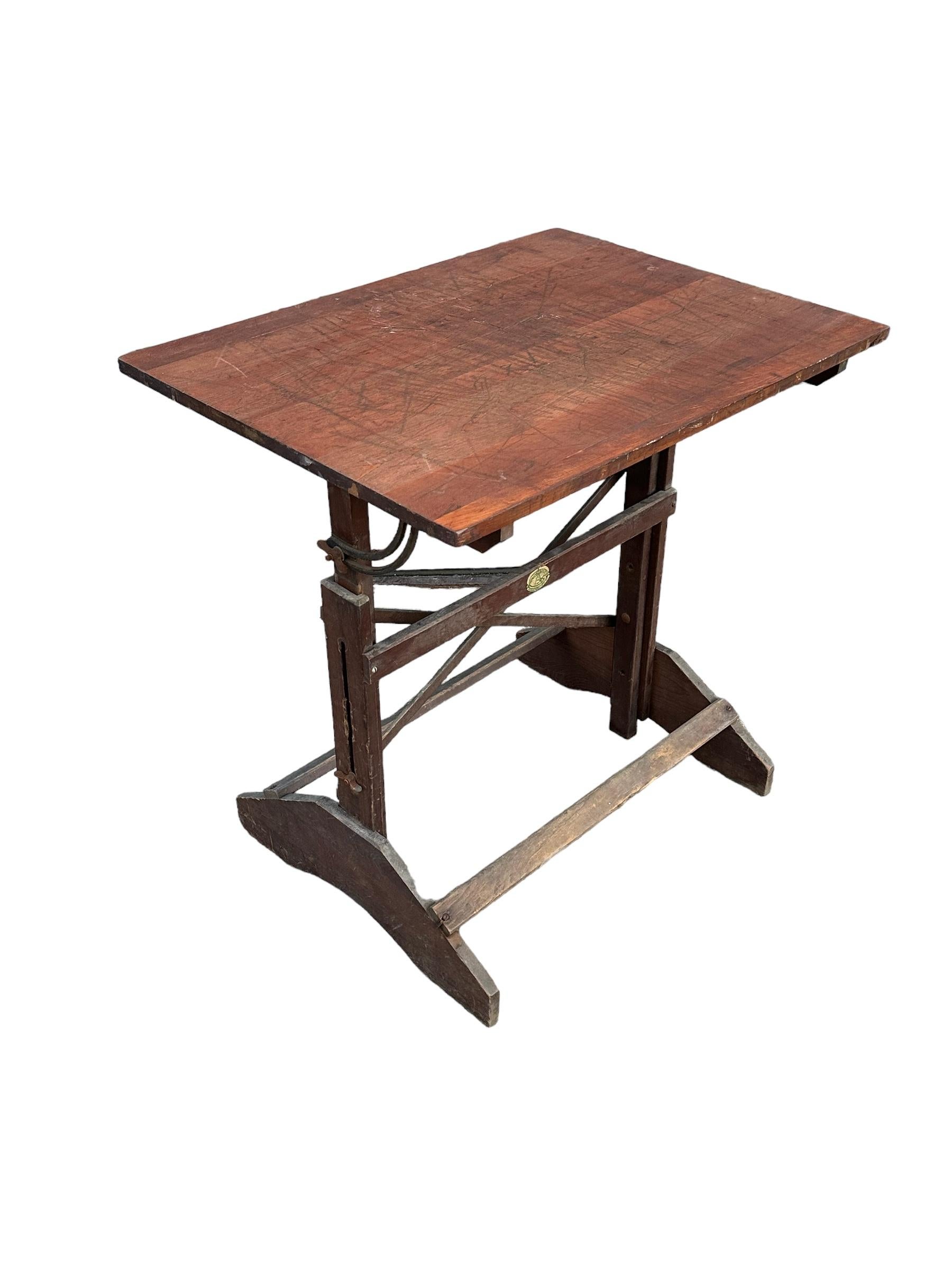 Anco Bilt Antique Solid Wood Adjustable Drafting Table 2