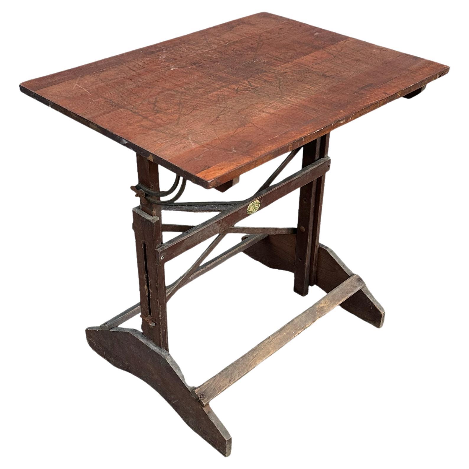 Anco Bilt Antique Solid Wood Adjustable Drafting Table