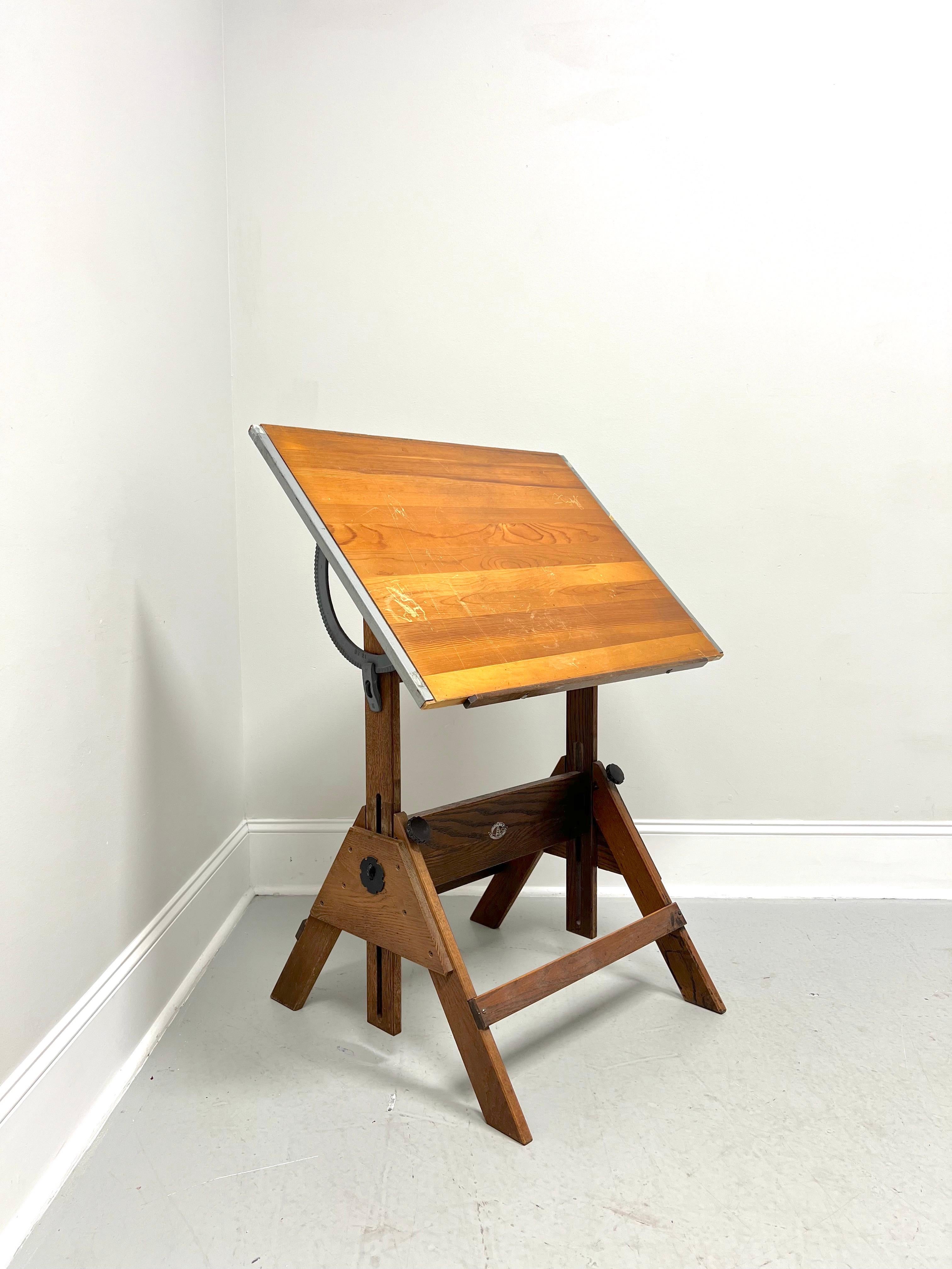 ANCO BILT Mid 20th Century Oak & Pine Drafting Table For Sale 3