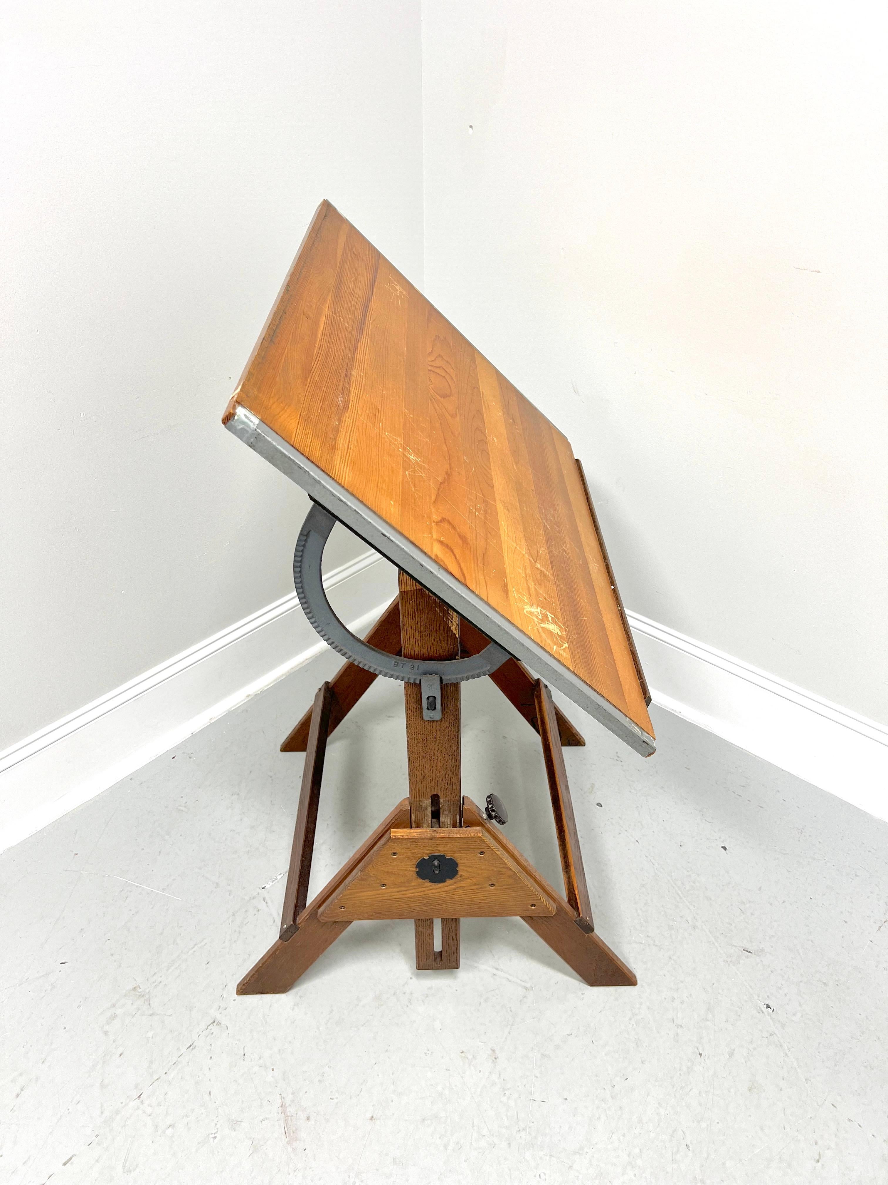 American ANCO BILT Mid 20th Century Oak & Pine Drafting Table For Sale