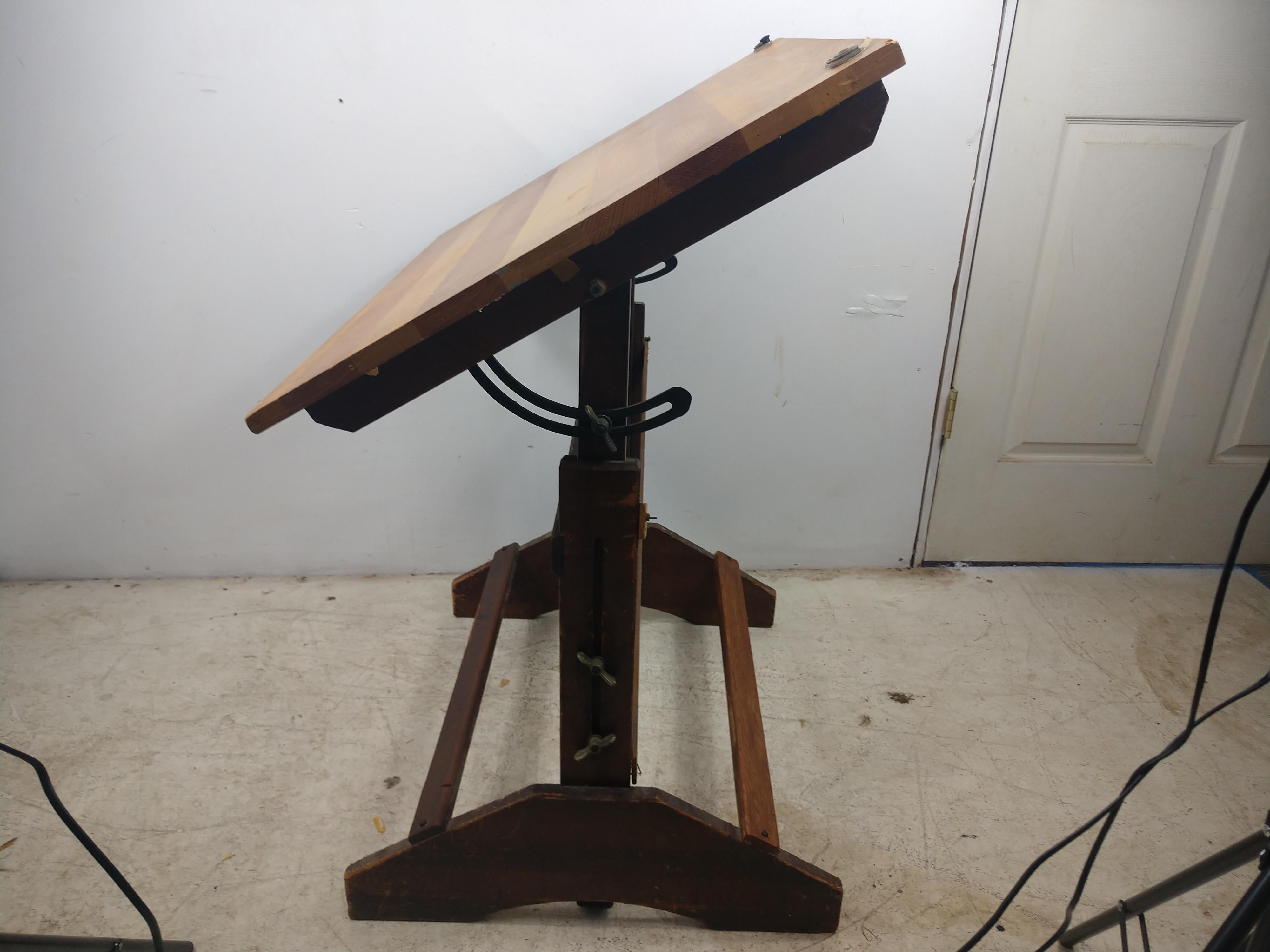 Cast Anco Bilt Pine & Iron Drafting Table, C1955