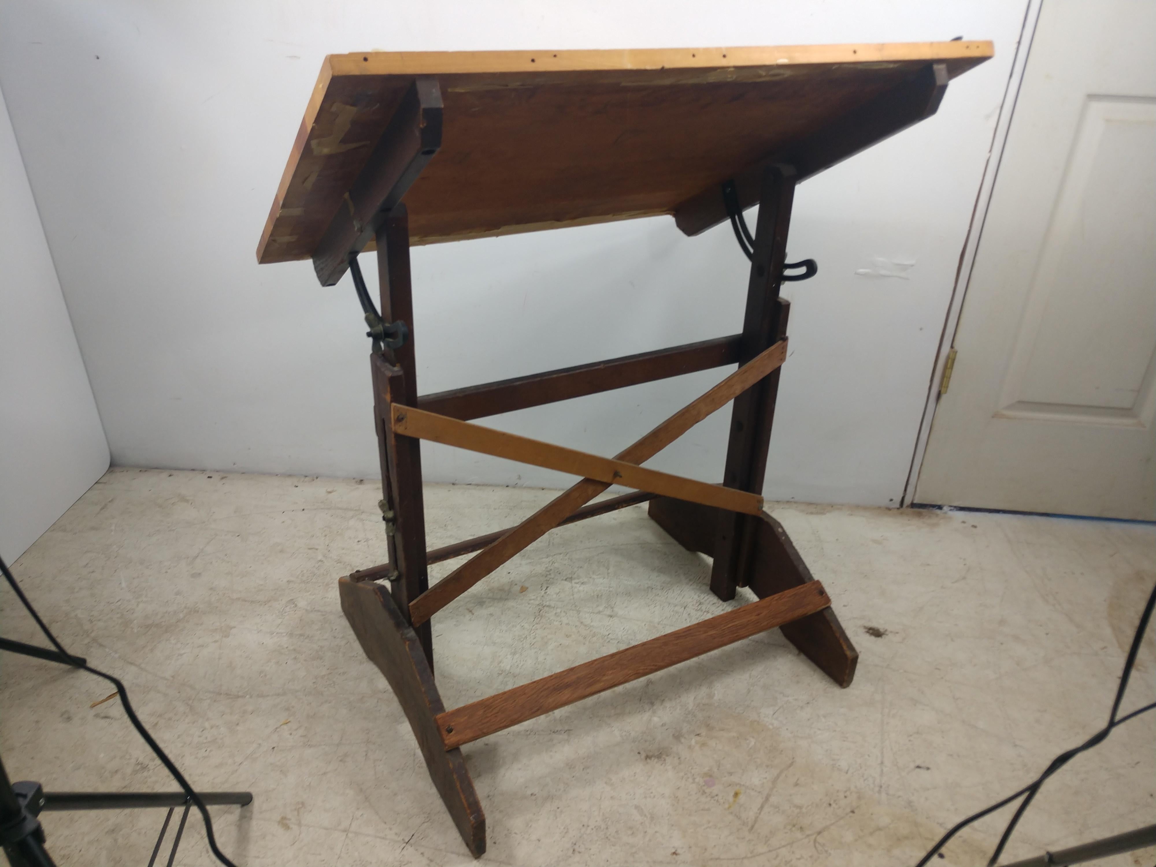 Anco Bilt Pine & Iron Drafting Table, C1955 In Good Condition In Port Jervis, NY