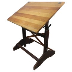 Vintage Anco Bilt Pine & Iron Drafting Table, C1955