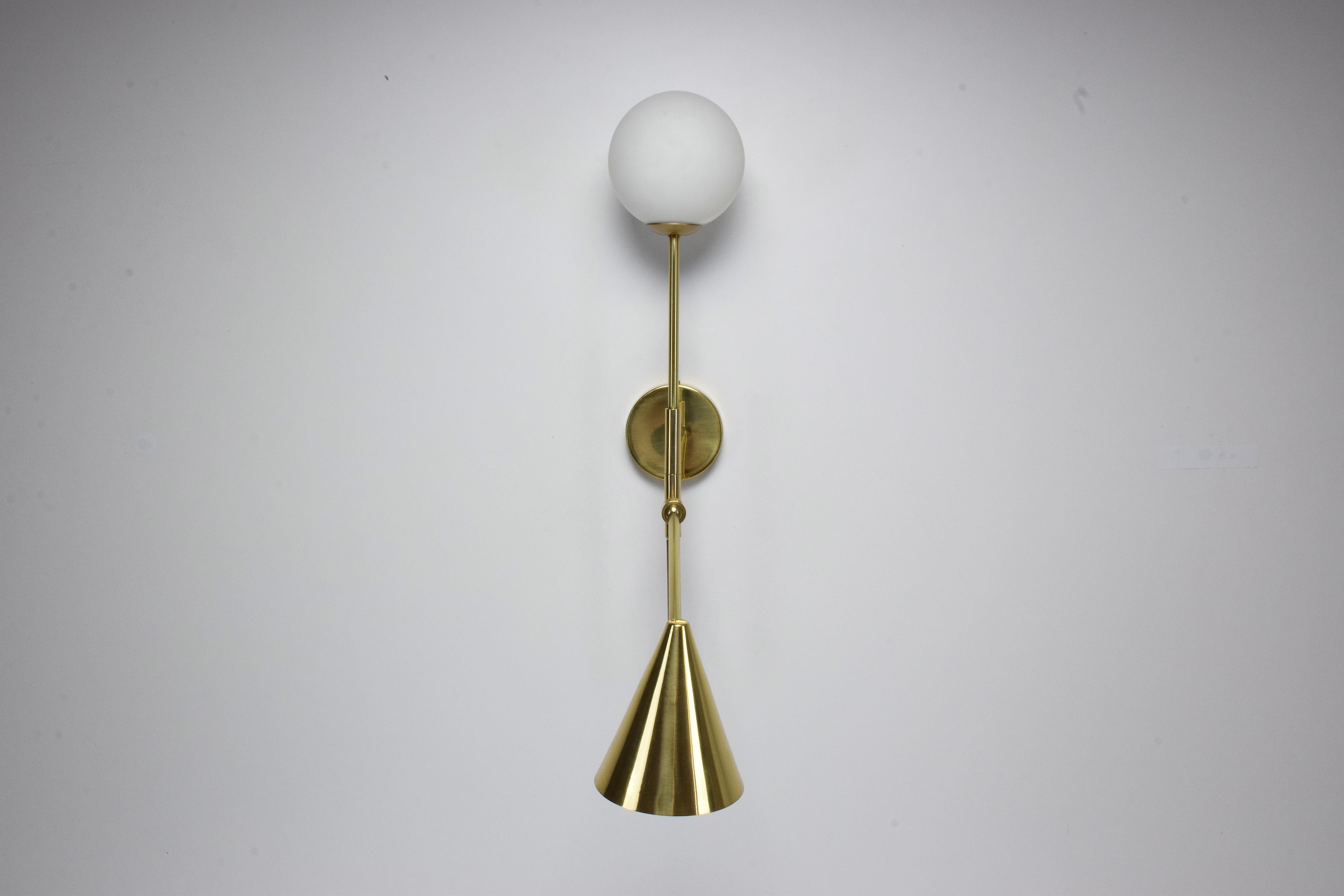 De.Light W1 Contemporary Brass Articulating Double Wall Light, Flow Collection 2