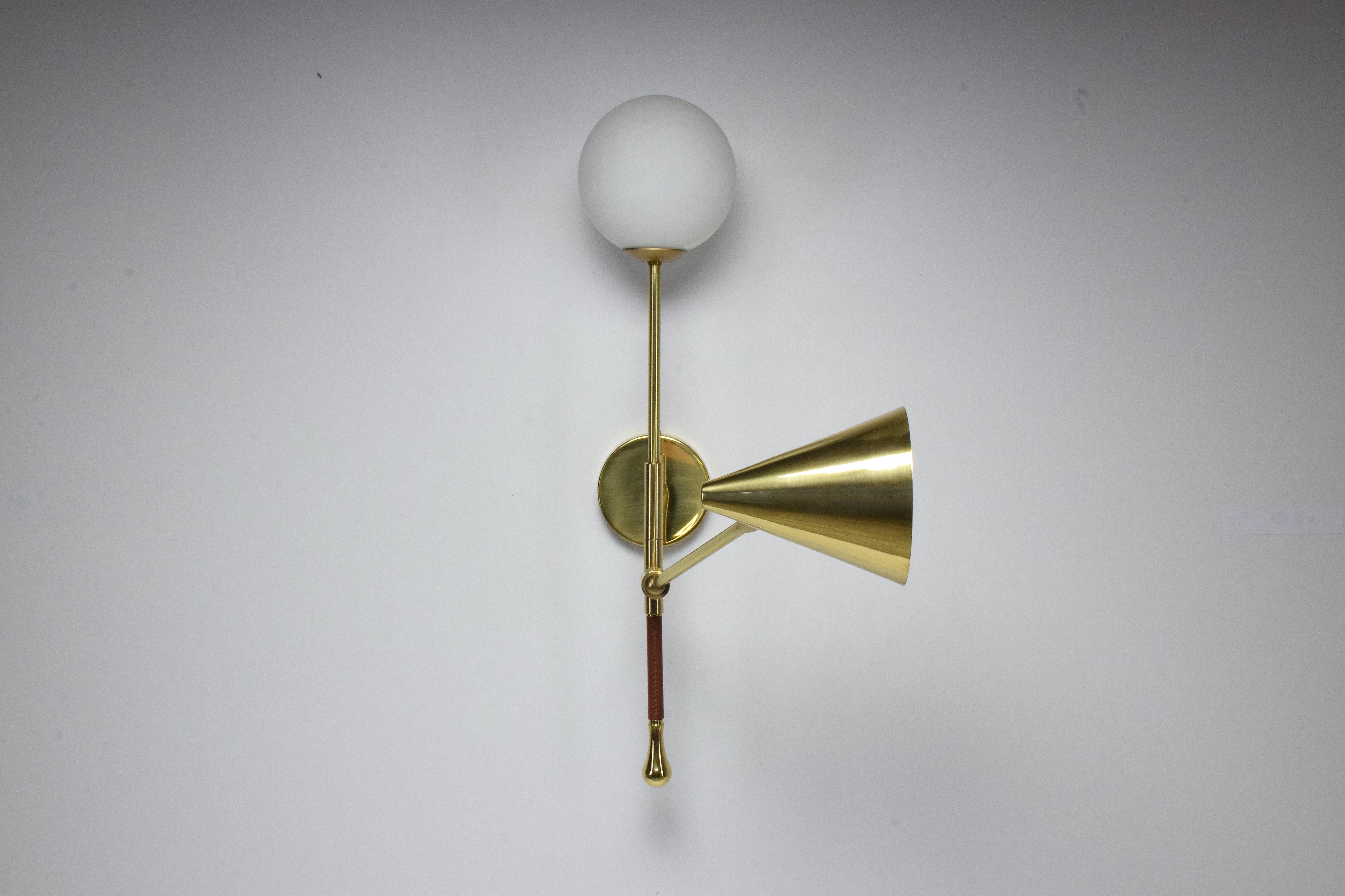 De.Light W1 Contemporary Brass Articulating Double Wall Light, Flow Collection 3