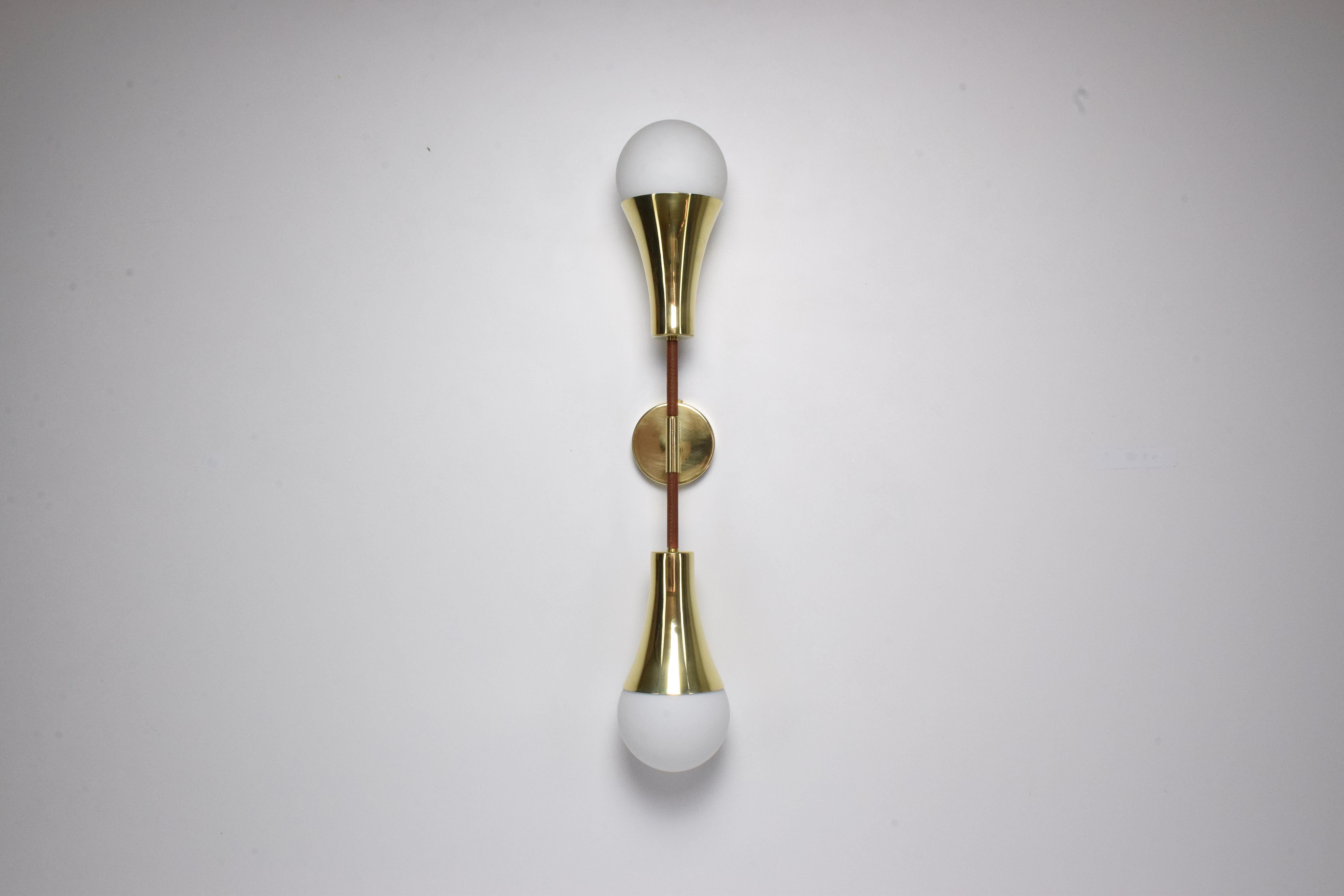 French Ancora-V Contemporary Brass Wall Light, Flow Collection