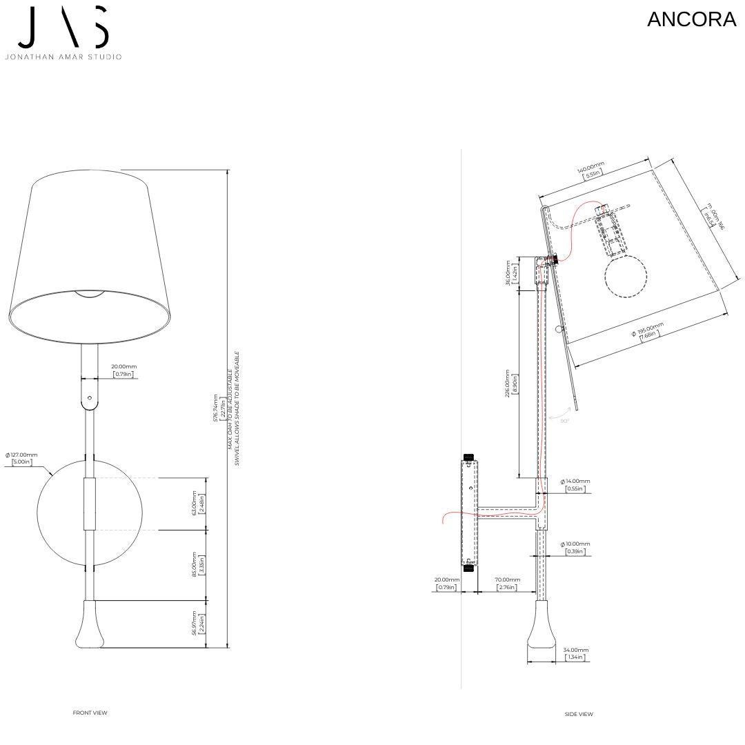 Ancora-W1 Contemporary Articulating Brass Wall Light, Collection Flow en vente 11