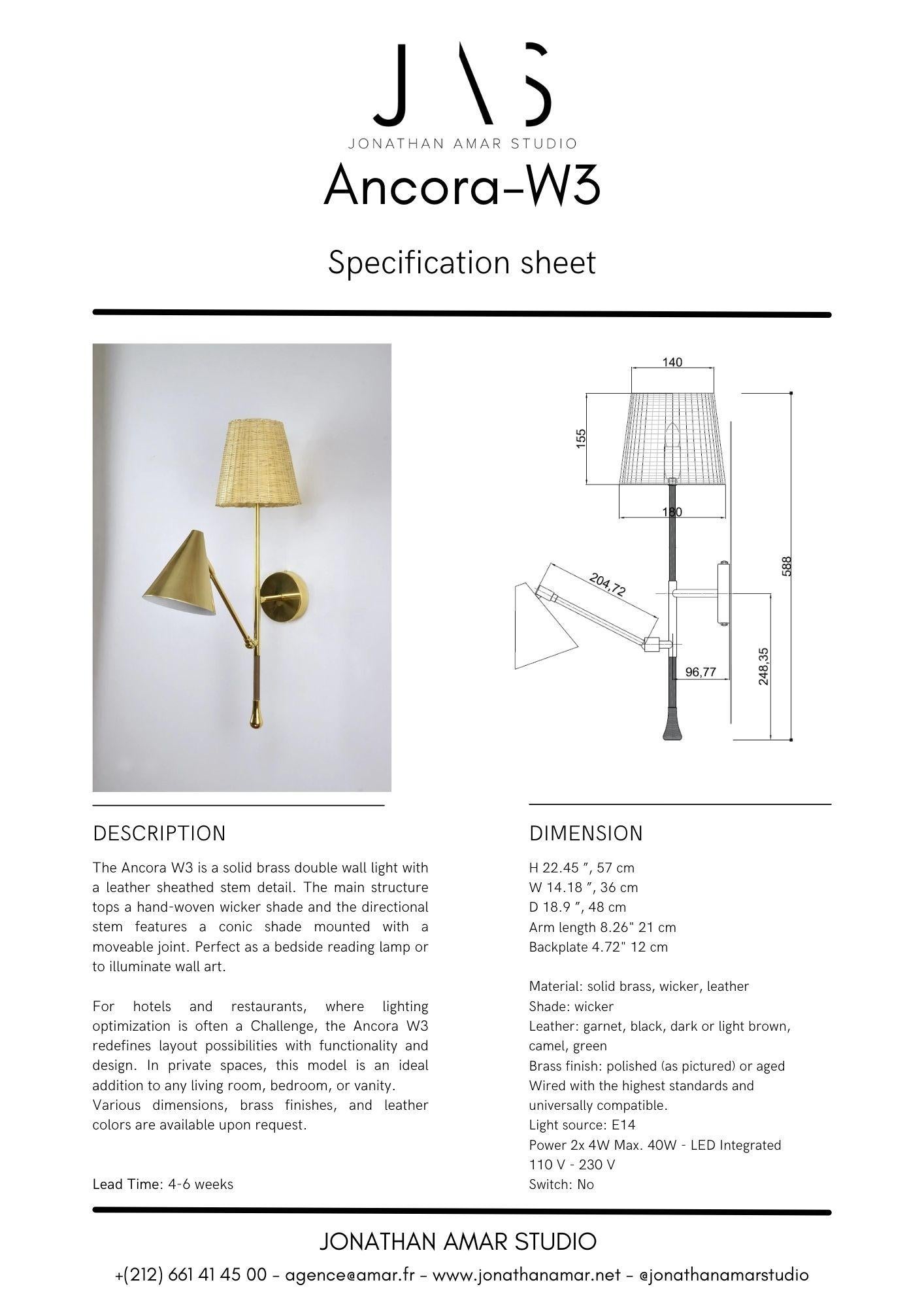 Ancora W3 Contemporary Brass Articulating Double Wall Light, Flow Collection For Sale 6