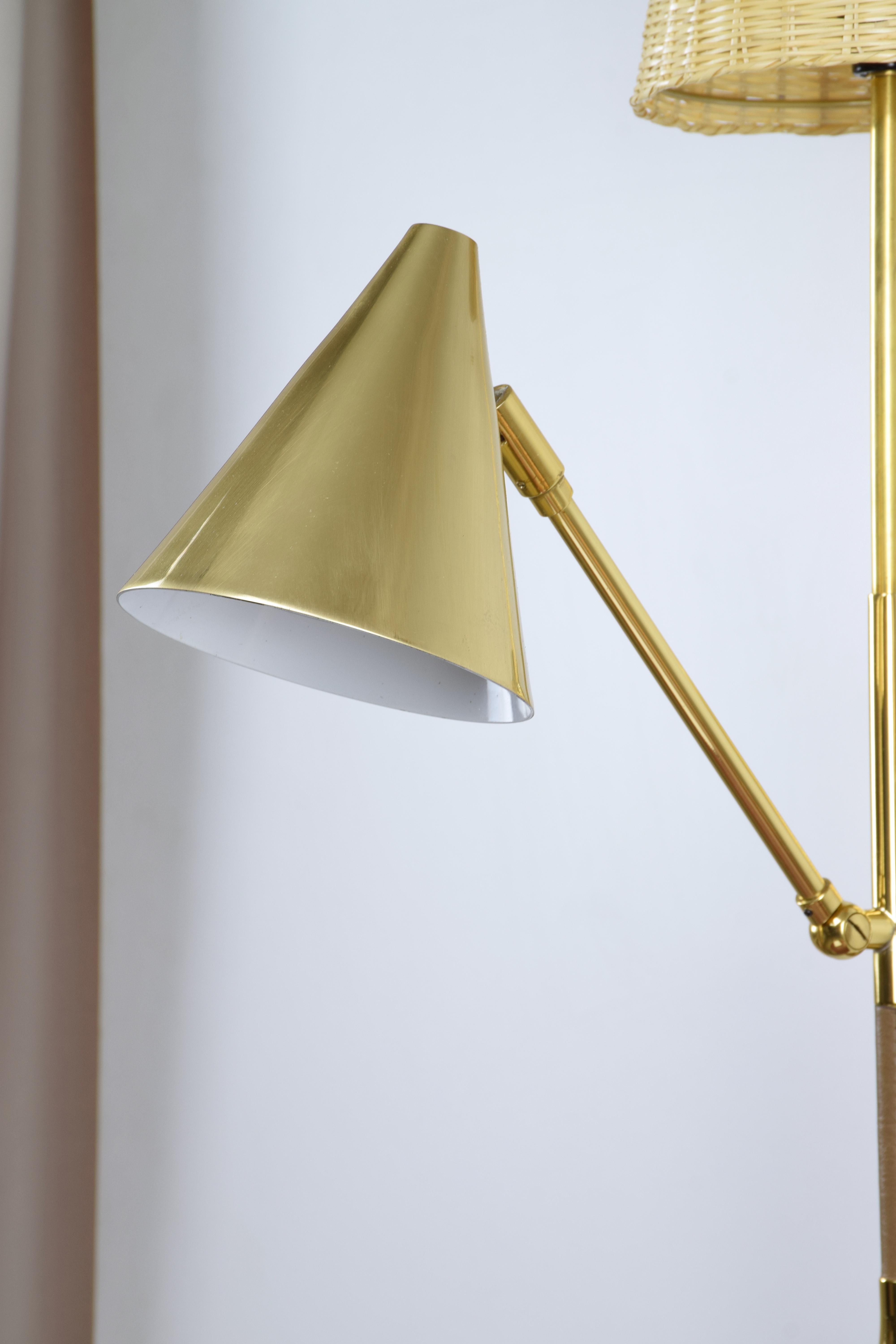 Portuguese Ancora W3 Contemporary Brass Articulating Double Wall Light, Flow Collection For Sale