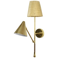 Ancora W3 Contemporary Brass Articulating Double Wall Light, Flow Collection