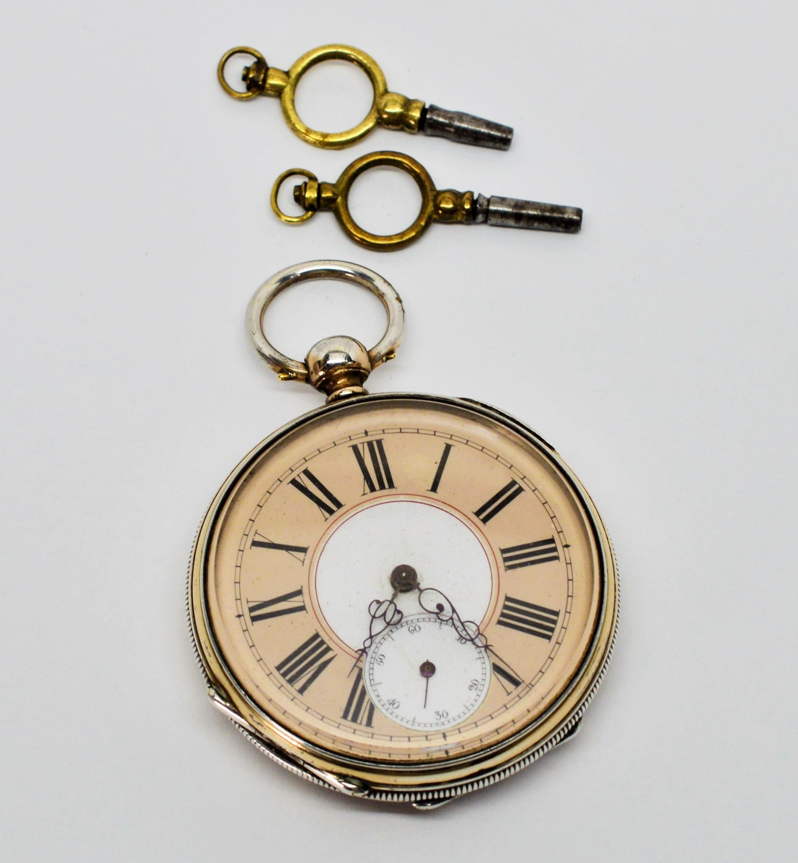 Ancre DePrecision Key Wind Sterling Silver Antique Pocket Watch 3