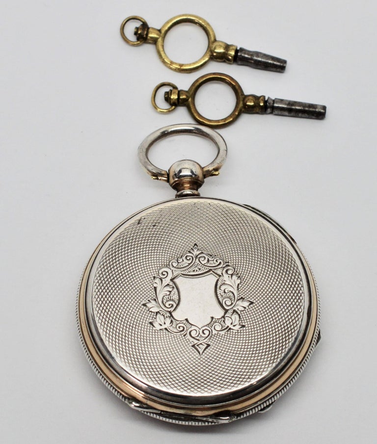 Ancre DePrecision Key Wind Sterling Silver Antique Pocket  display picture 3
