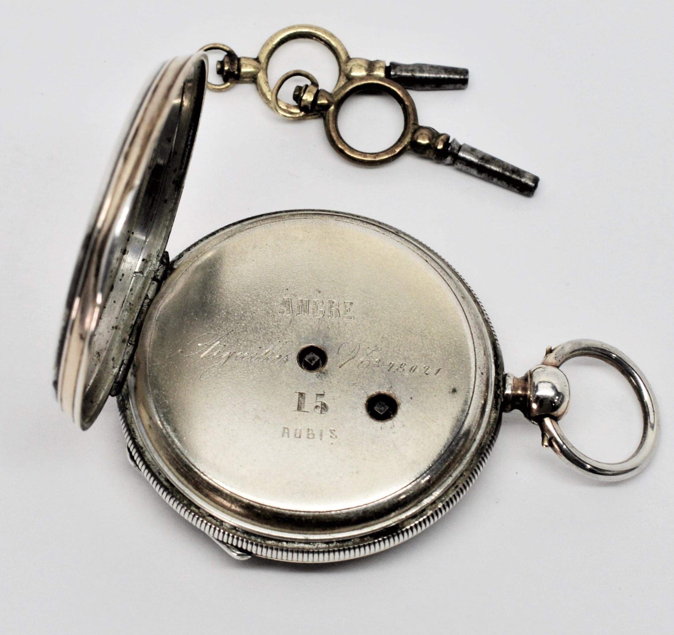 Men's Ancre DePrecision Key Wind Sterling Silver Antique Pocket Watch