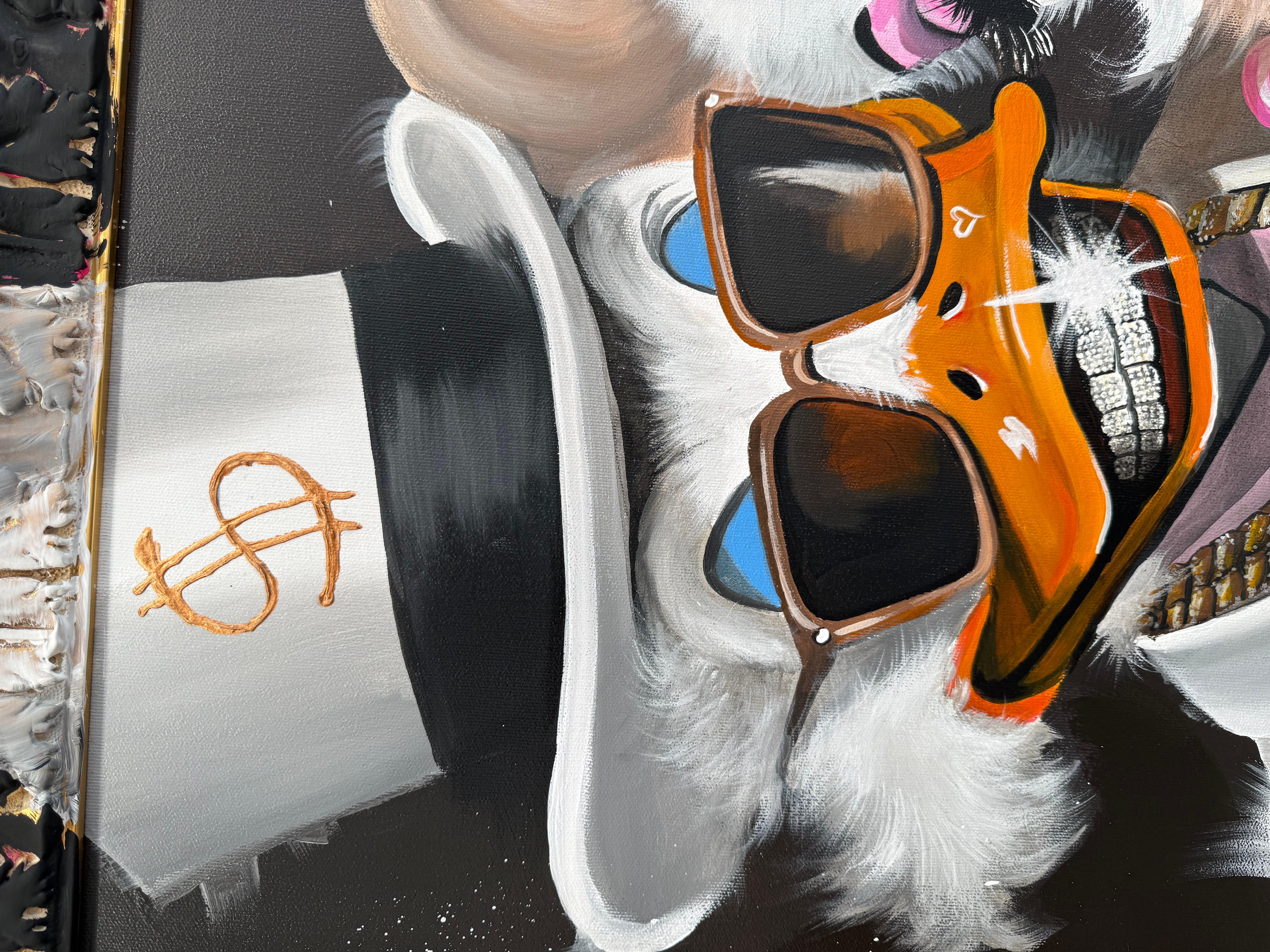 Diamond Ducks - Marilyn Monroe neu interpretiert (Schwarz), Portrait Painting, von Ancsa Weide 