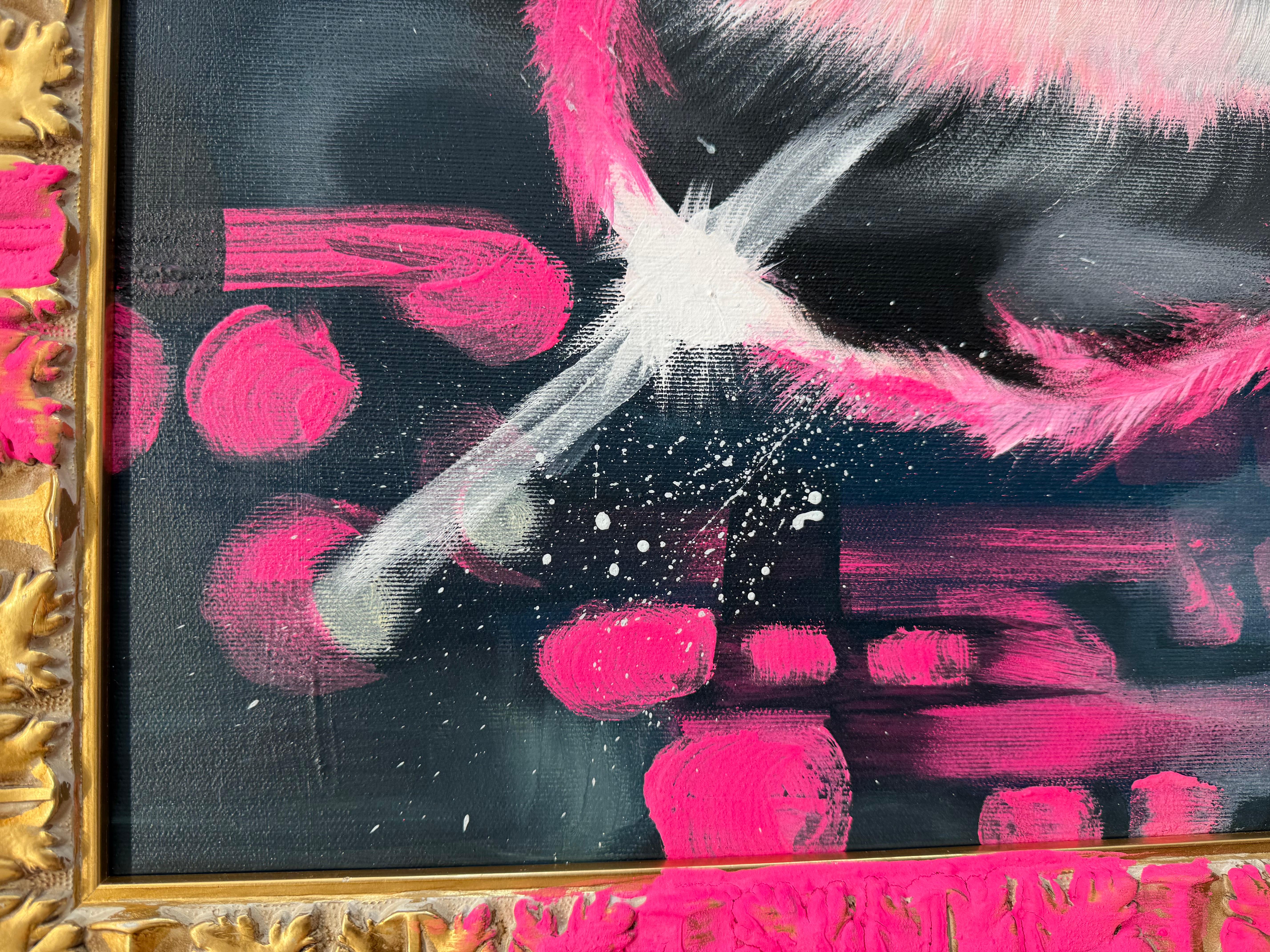 In King of the Streetz, innocence gets iced out. The artist hijacks the familiar silhouette of Mickey Mouse and rebrands him as a streetwise hustler—chain heavy, cash in hand, and gaze locked into the viewer with an audacity that’s part menace, part