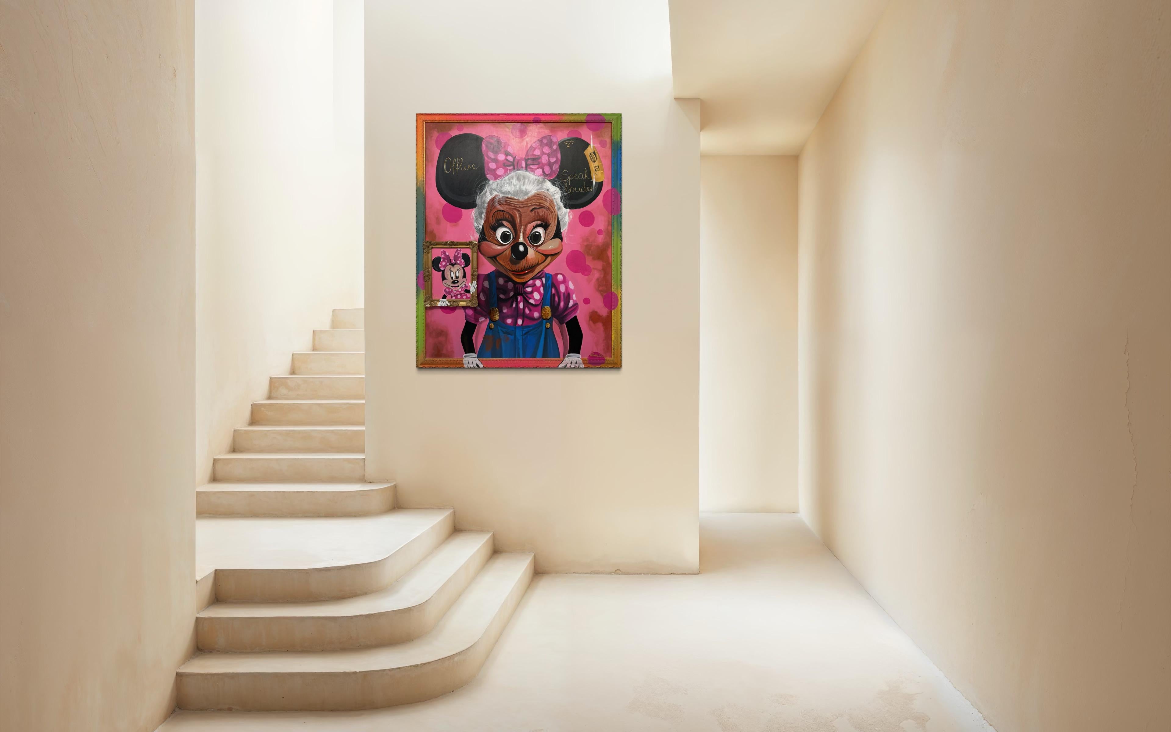 Minnie's Forever Bow - Pink Portrait Painting by Ancsa Weide 