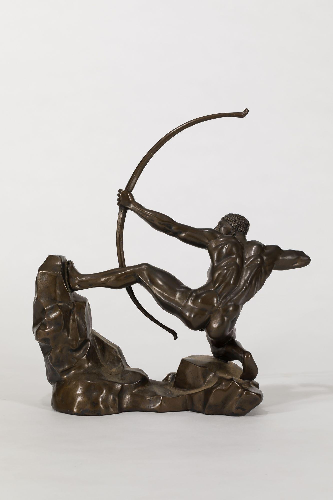 Hercule l'arc-bout - Or Nude Sculpture par Émile Antoine Bourdelle