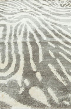 and Abstract Animal Print Viscose Rug "Silver Strata" by Doris Leslie Blau