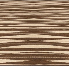 and Abstract Horizontal Stripe Modern Rug "Dune Current" by Doris Leslie Blau