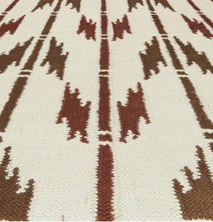 and Earthy Abstract Cotton Flat-Weave Design "Totem Drift" by Doris Leslie Blau