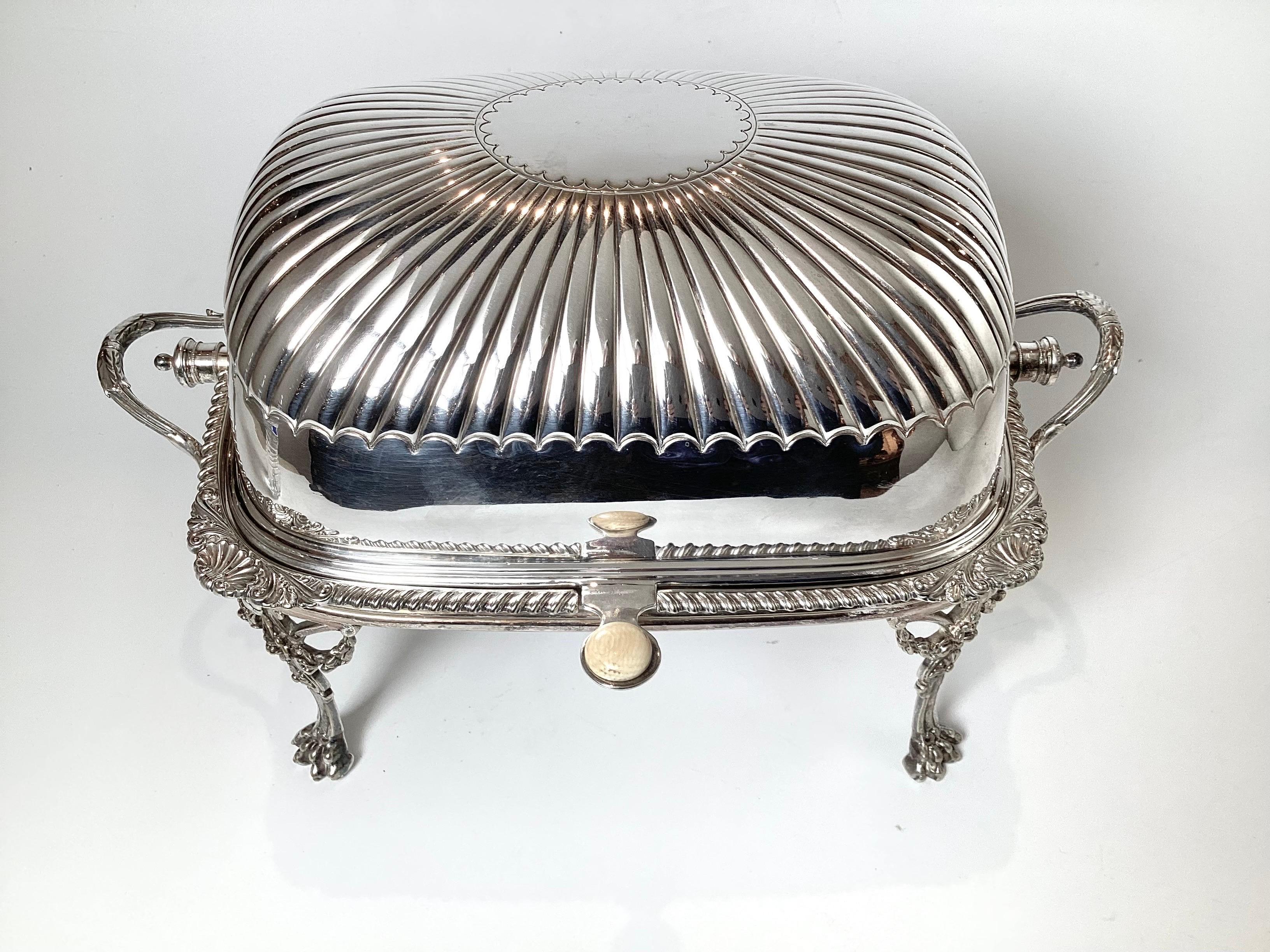 Edwardian And English Domed Top Entrée Server Silver Plate 