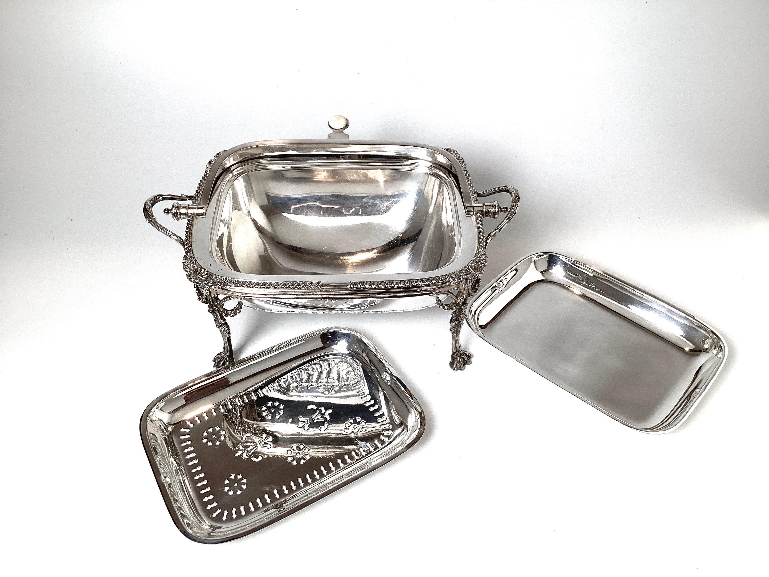 And English Domed Top Entrée Server Silver Plate  4