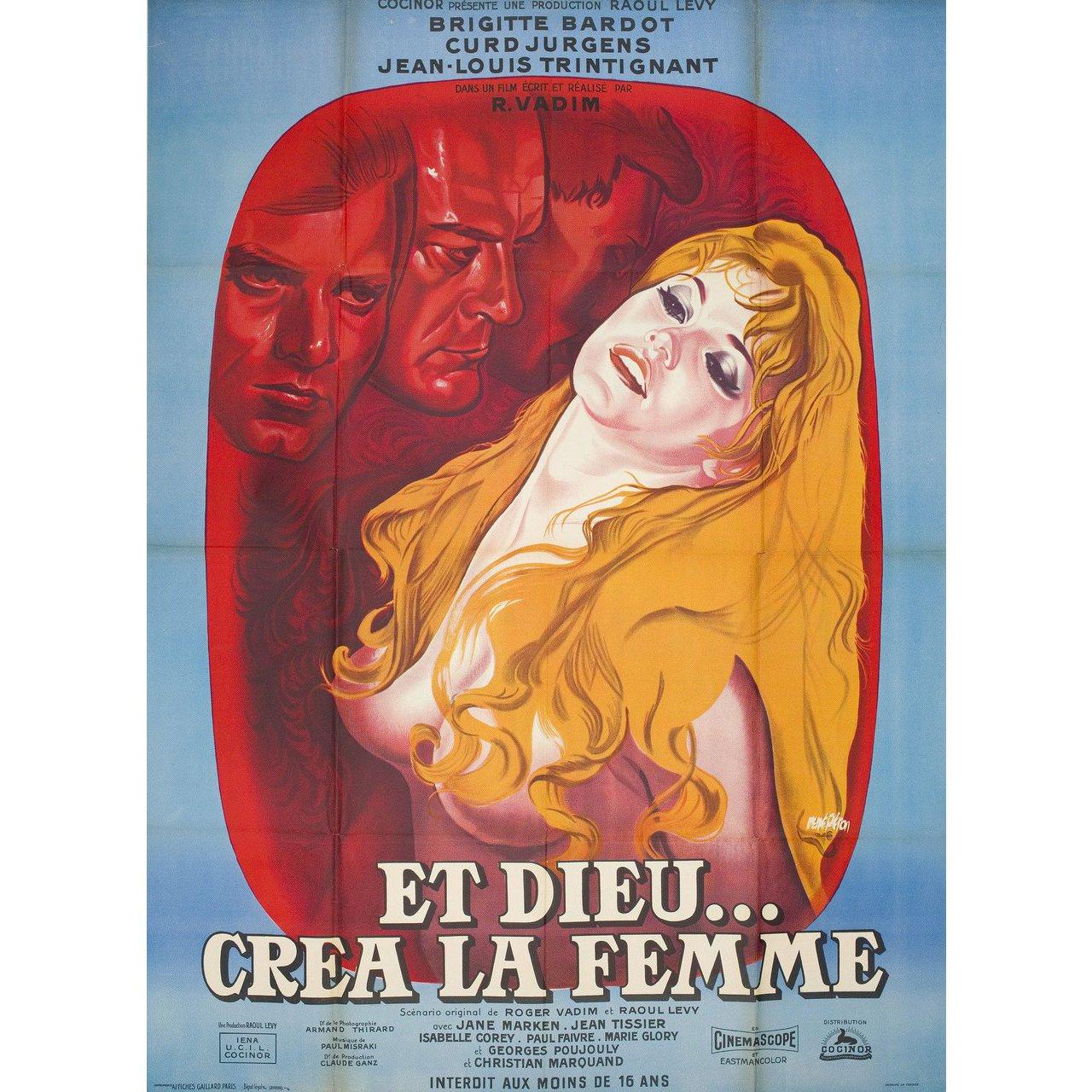 Original 1964 re-release French Grande poster by Rene Peron for. Very good-fine condition, folded. Many original posters were issued folded or were subsequently folded. Please note: the size is stated in inches and the actual size can vary by an