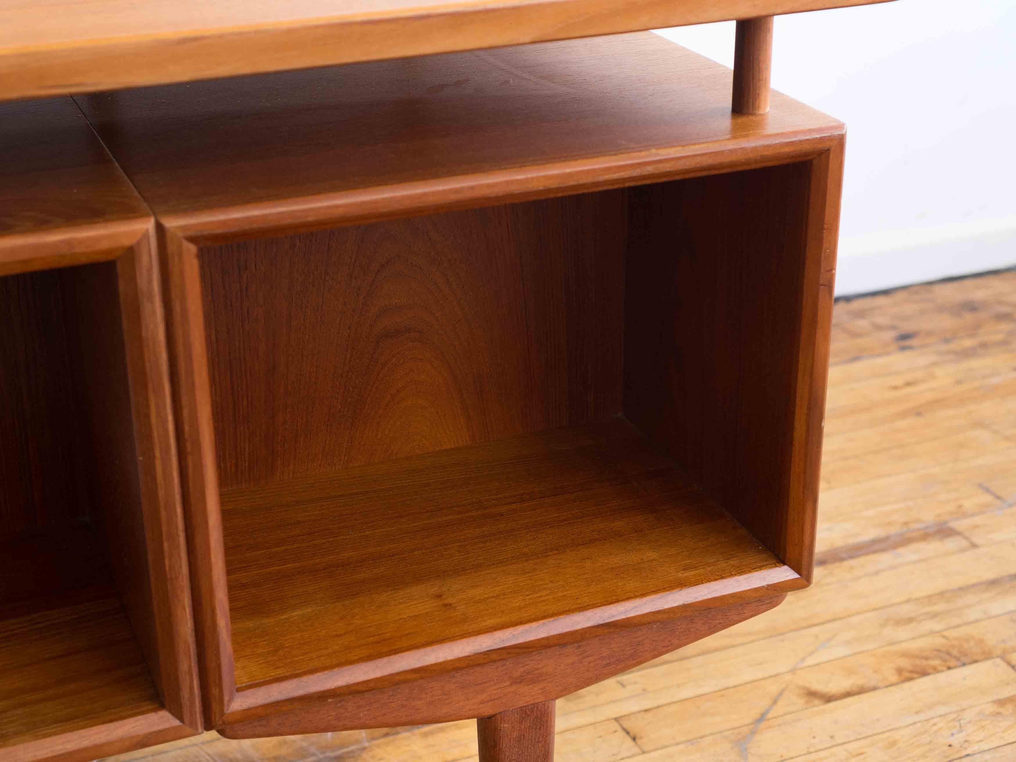 Vintage Mid Century Danish Teak Executive Desk With Floating Top For Sale 6