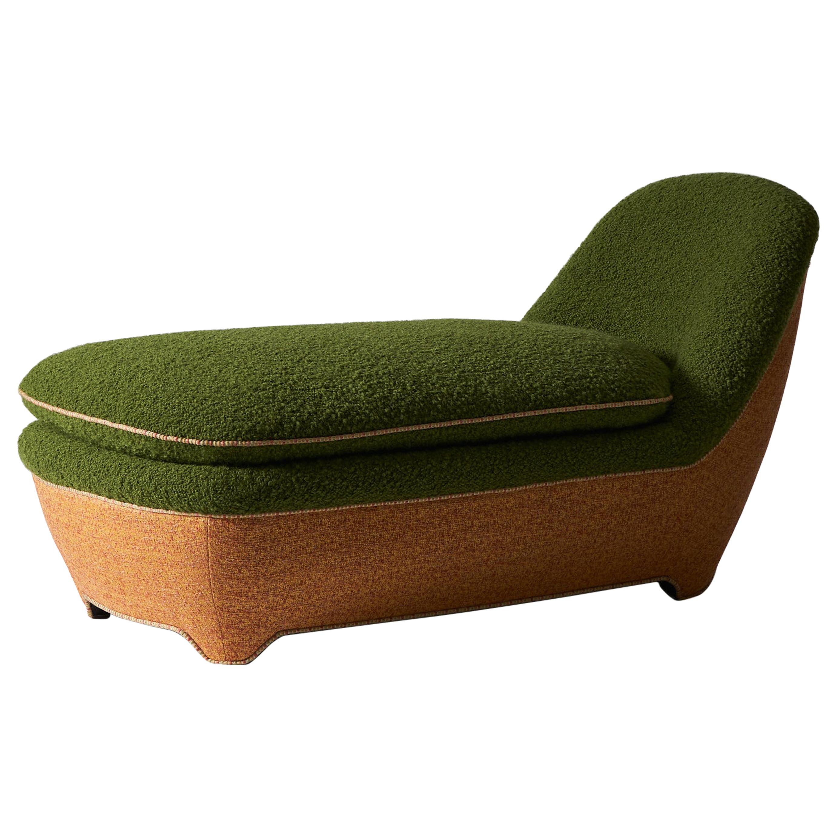 Candover Daybed, Fully Upholstered  Single End Day Bed In Green Boucle For Sale