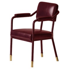 And Objects Easton Dining Chair, Fully Wrapped Upholstered Leather in Red