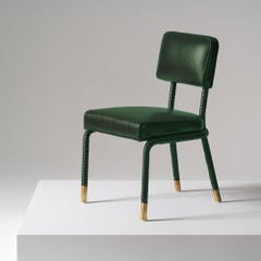 5 x Easton Side Chair, Fully Wrapped Upholstered Leather in Green