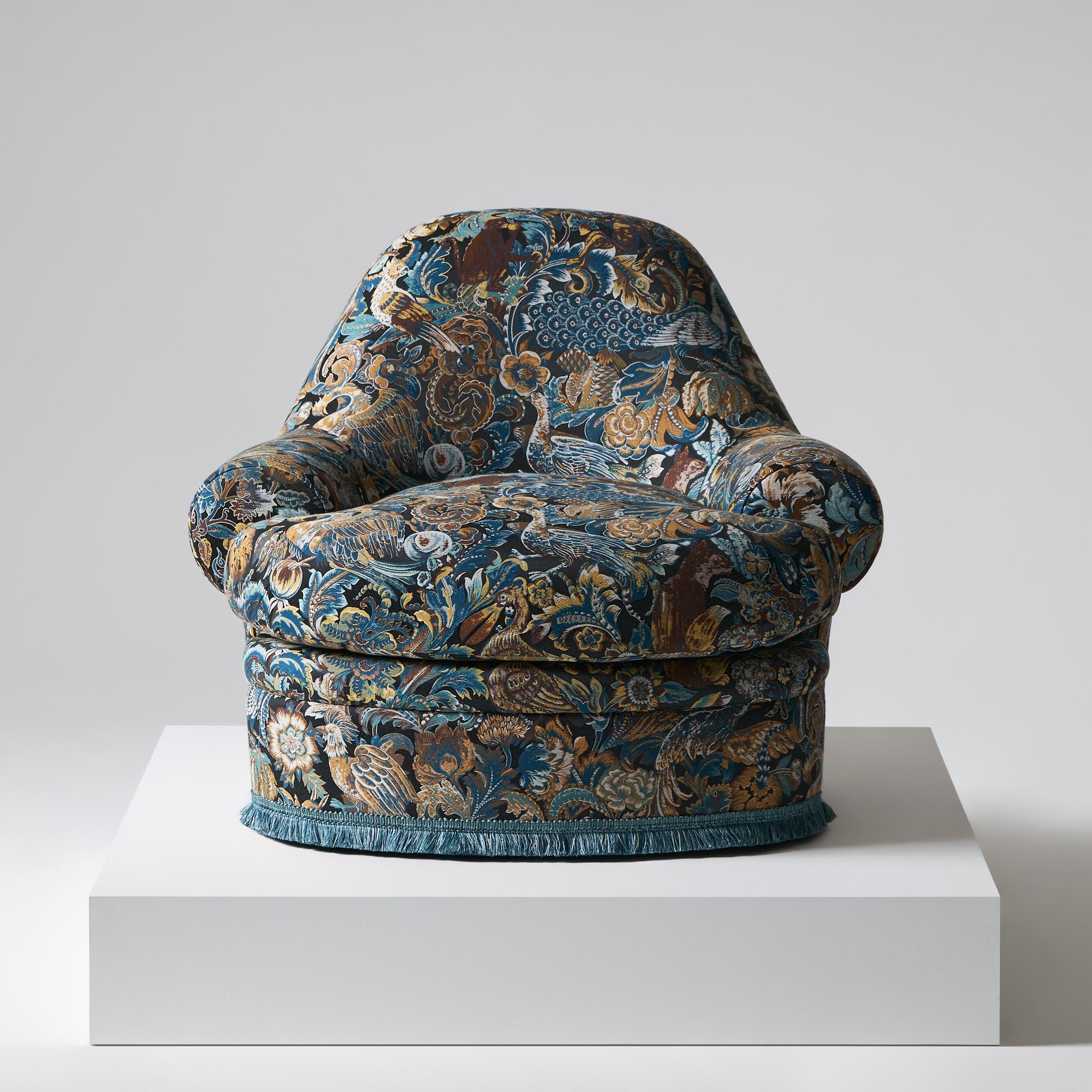 English Wickham Armchair Upholstered in Paradisio Fabric For Sale