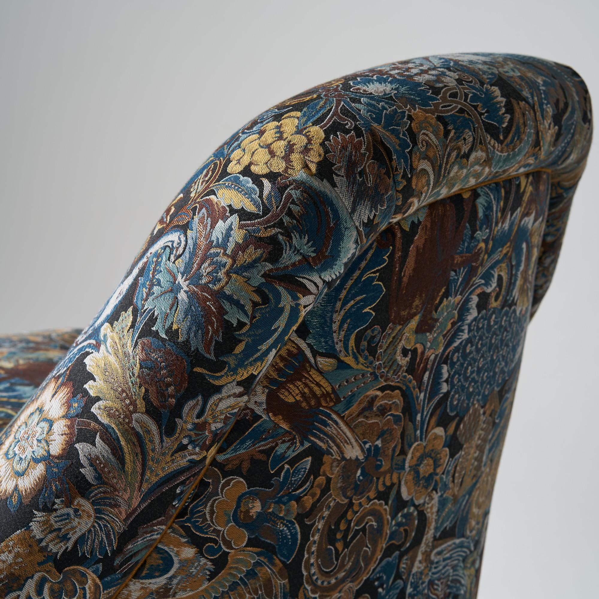 Hand-Crafted Wickham Armchair Upholstered in Paradisio Fabric For Sale