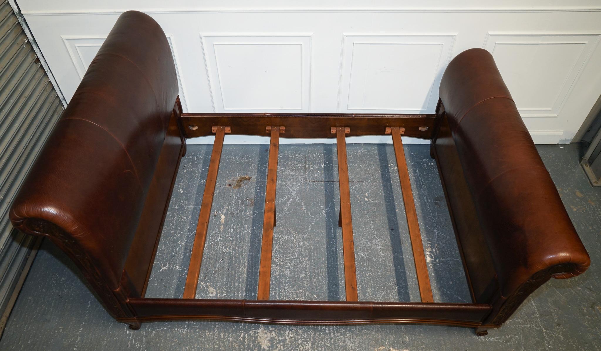 AND SO TO BED BONAPARTE KING SiZE CARVED WOOD LEATHER BED RRP £14000 For Sale 7