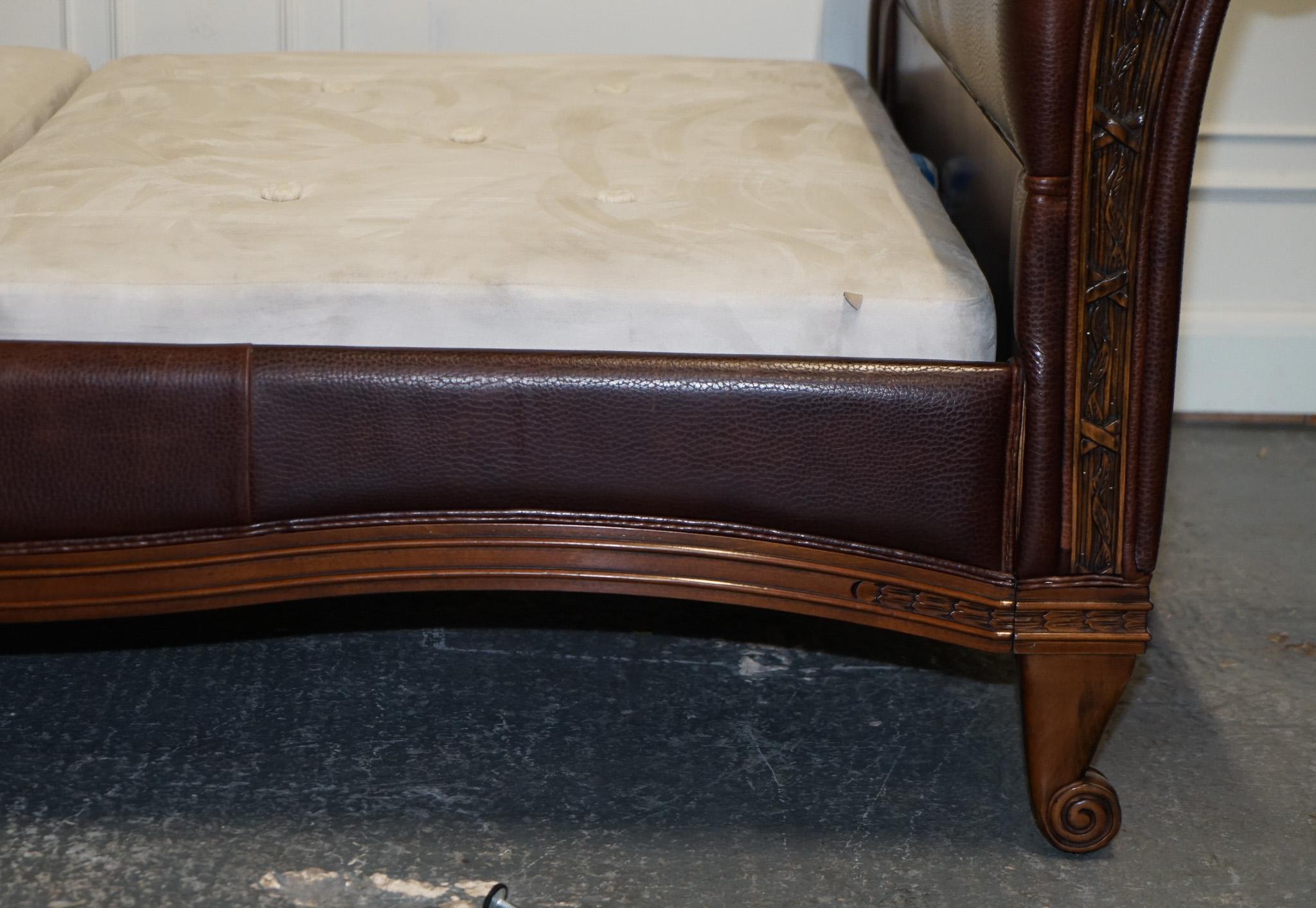 AND SO TO BED BONAPARTE KING SiZE CARVED WOOD LEATHER BED RRP £14000 For Sale 9