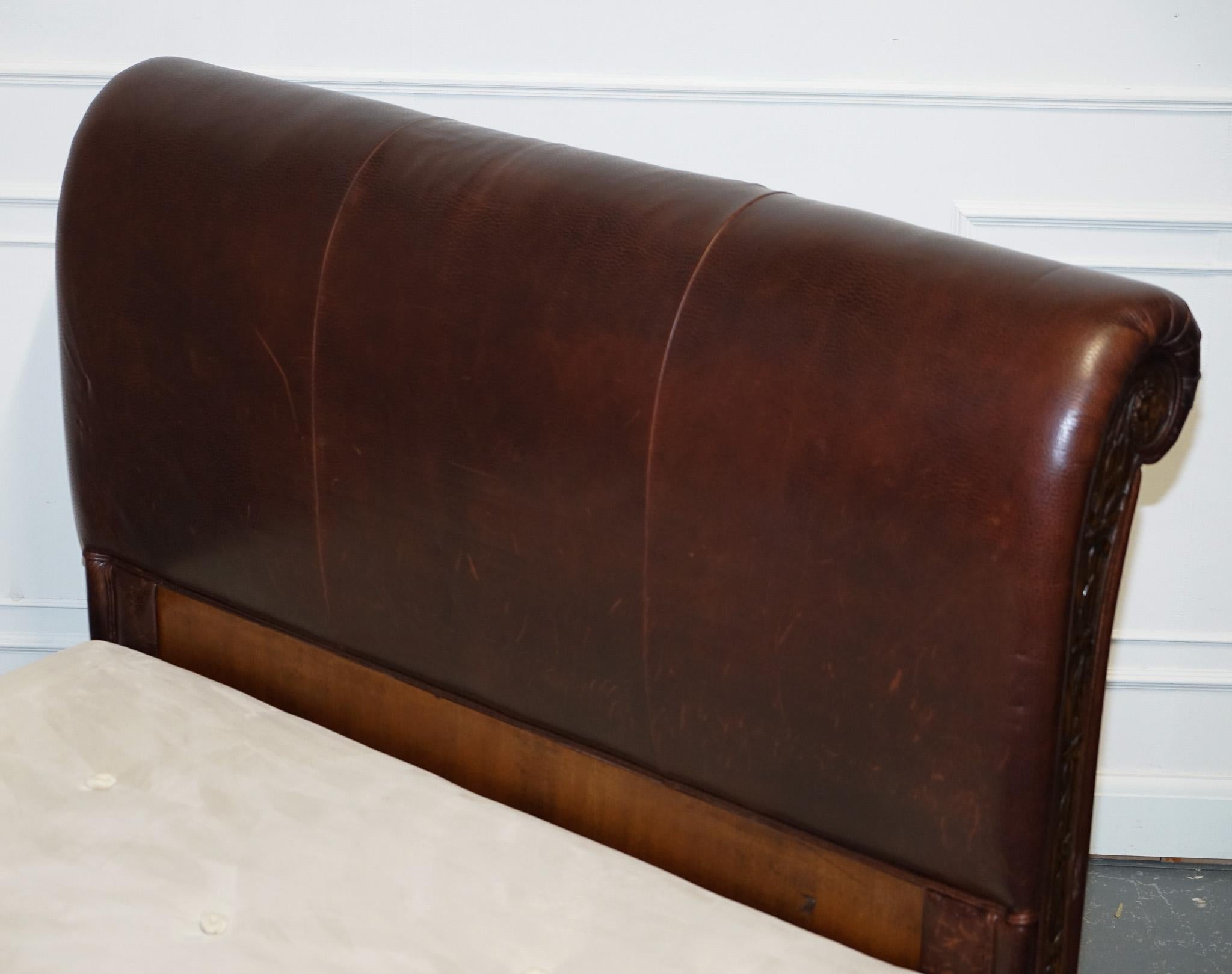Antiques of London




We are delighted to offer for sale this Vintage King Size Bonaparte Carved Leather Bed from And So To Bed.

 A striking piece of furniture that seamlessly blends classic elegance with luxurious comfort.

Upholstered in
