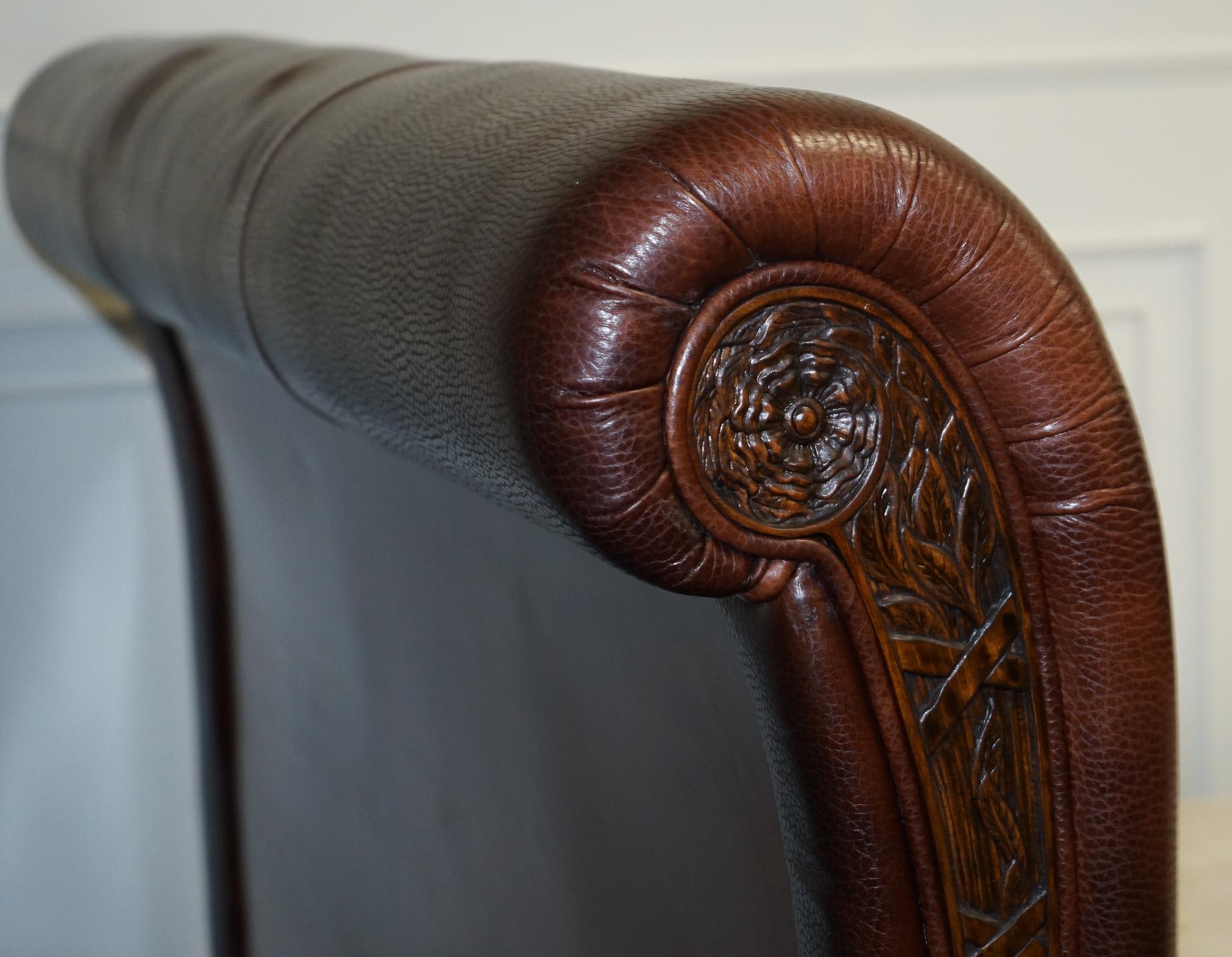Hand-Crafted AND SO TO BED BONAPARTE KING SiZE CARVED WOOD LEATHER BED RRP £14000 For Sale